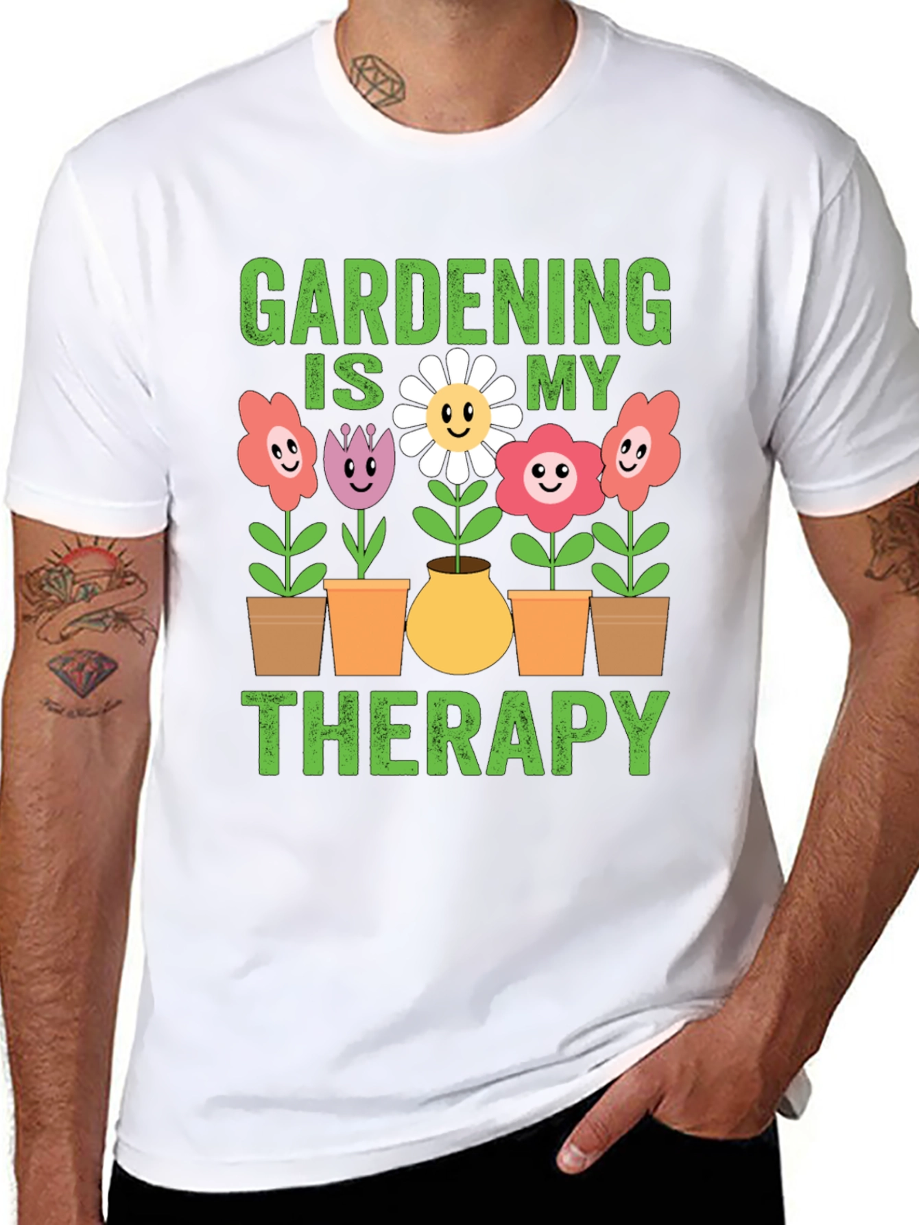 Black Gardening is My Therapy T-Shirt - Black view 8