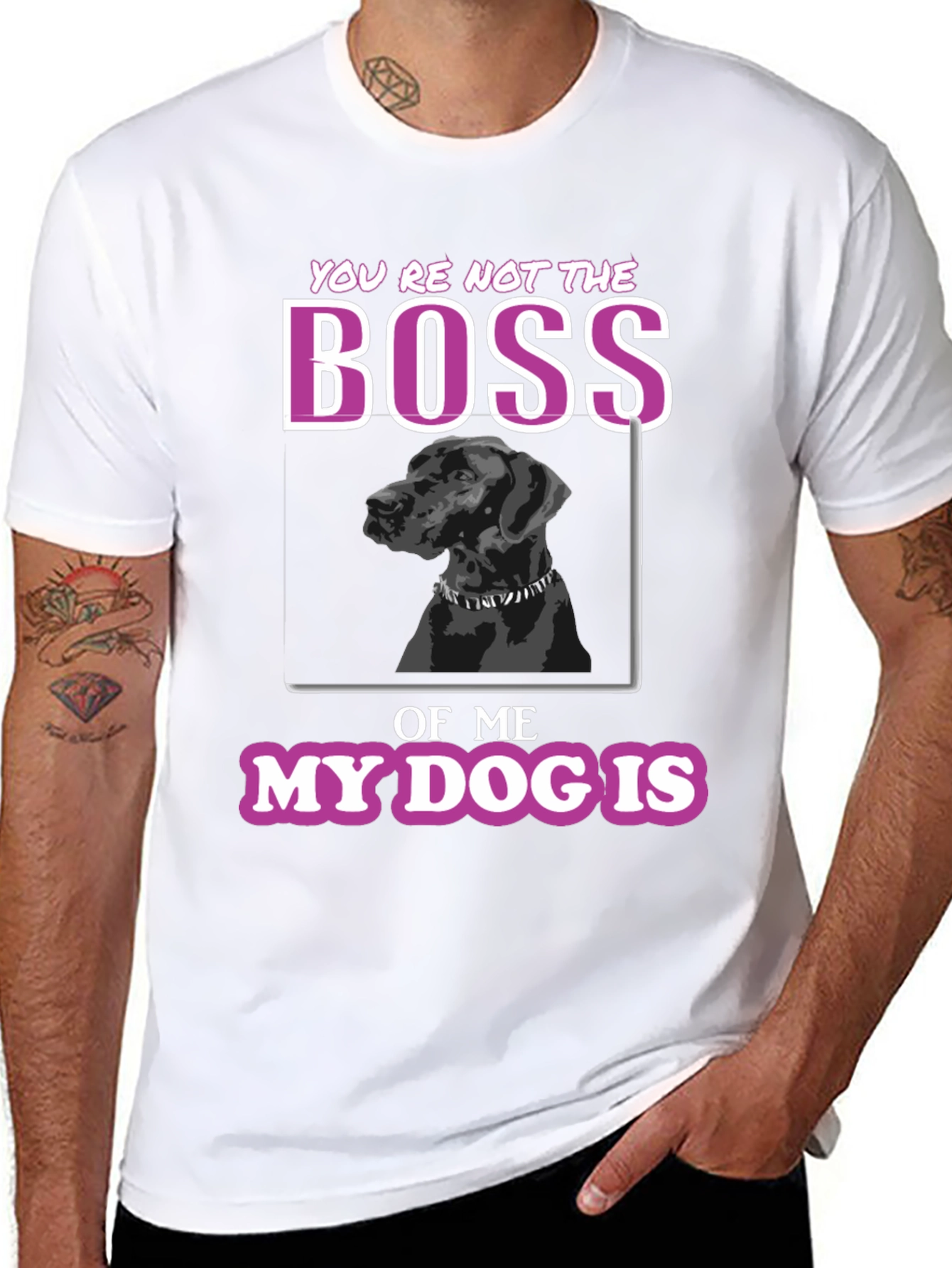 Black Funny Dog Lover T-Shirt - You're Not The Boss view 8