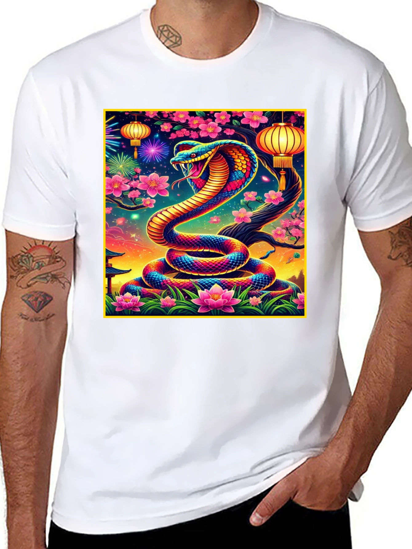 Black Vibrant Cobra Graphic Tee view 8
