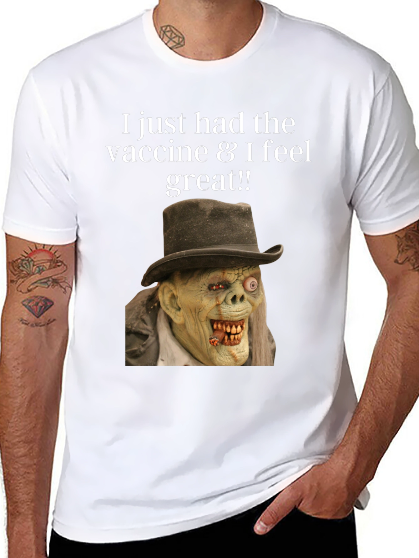 Black Vaccine Zombie Humor Graphic Tee view 8