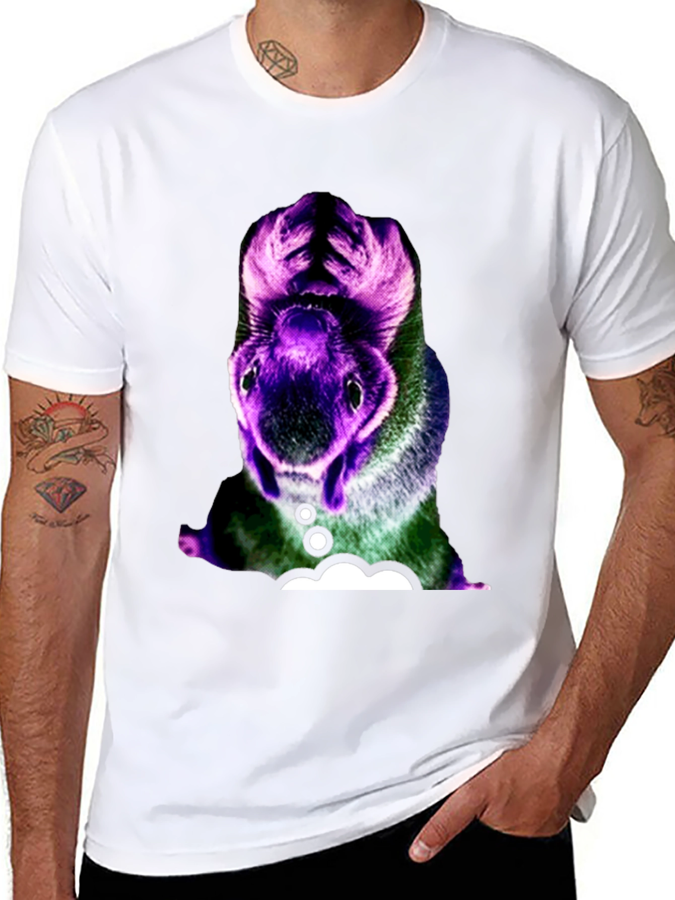Black Surreal Squirrel Graphic Tee - Black Cotton T-Shirt view 8