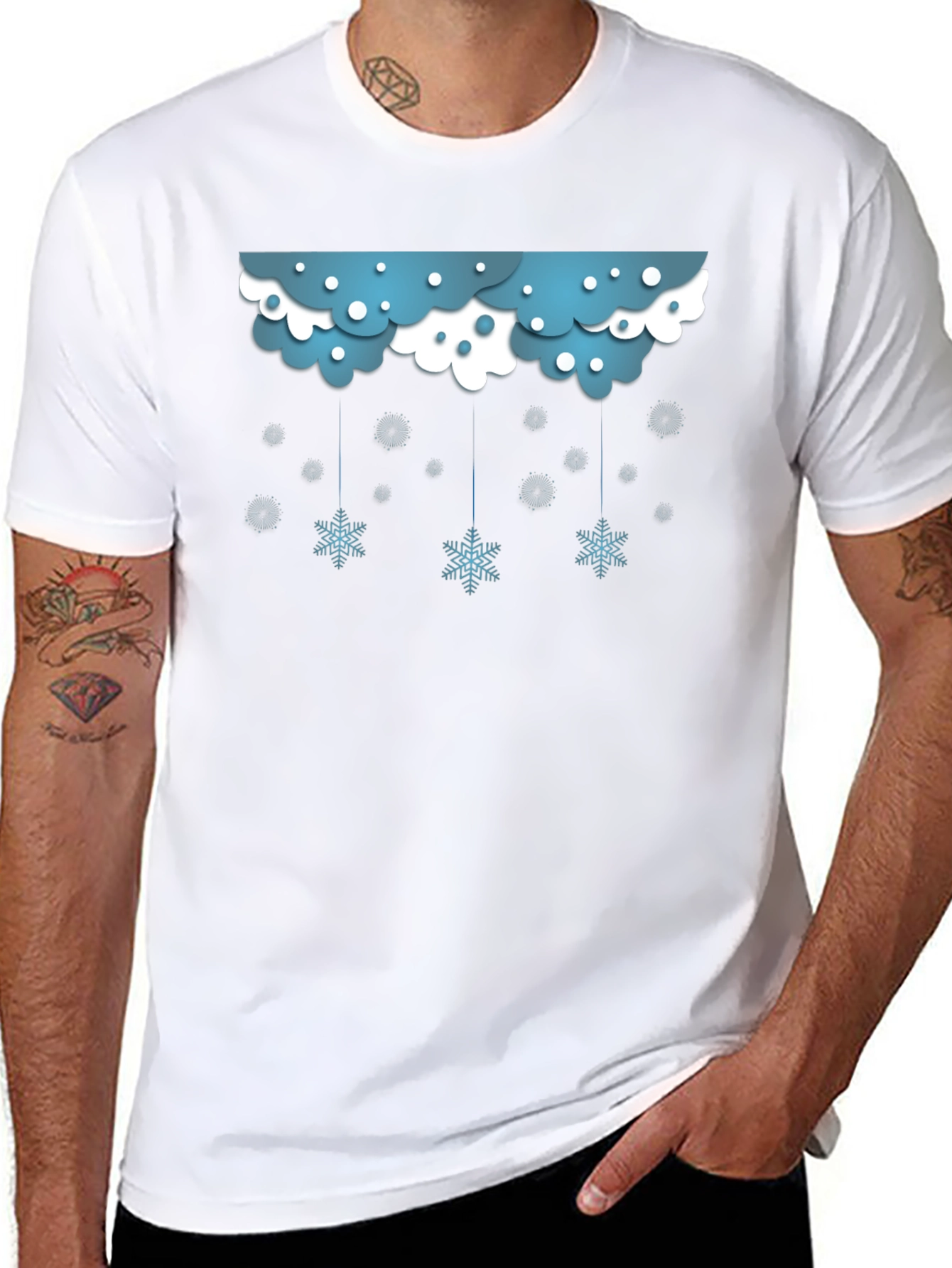 Black Snowflake Cloud Graphic Black T-Shirt view 8