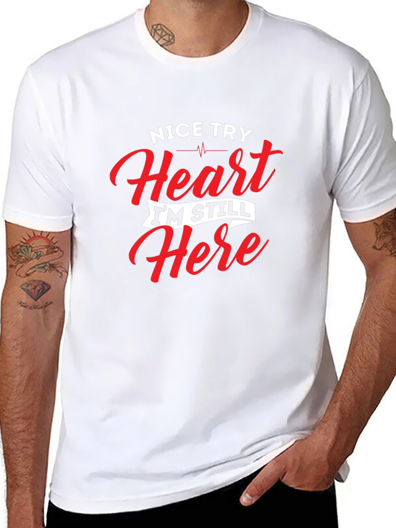 Black Nice Try Heart T-Shirt - Funny Graphic Tee view 8