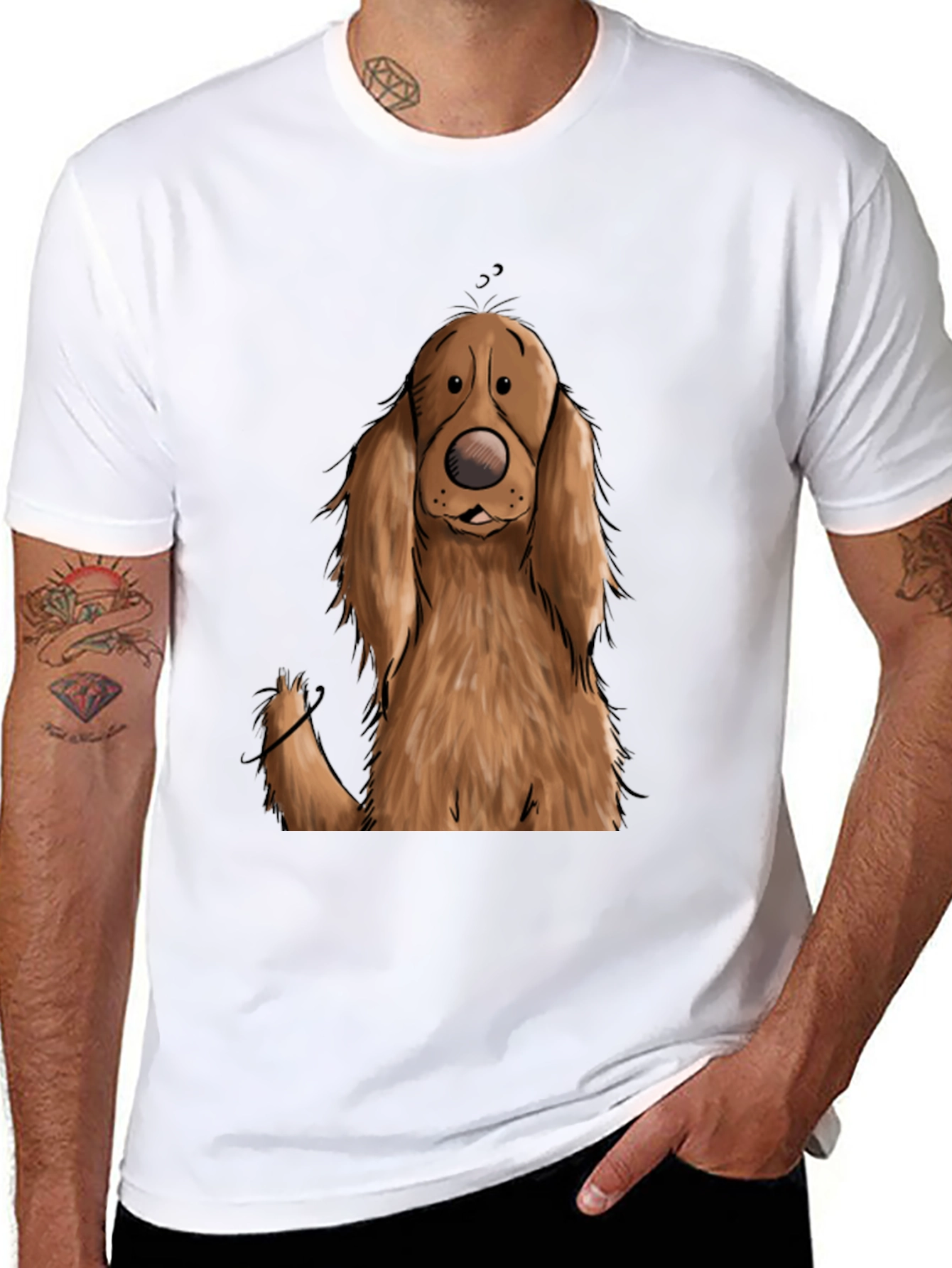 Black Dog Cartoon Graphic Black T-Shirt view 8