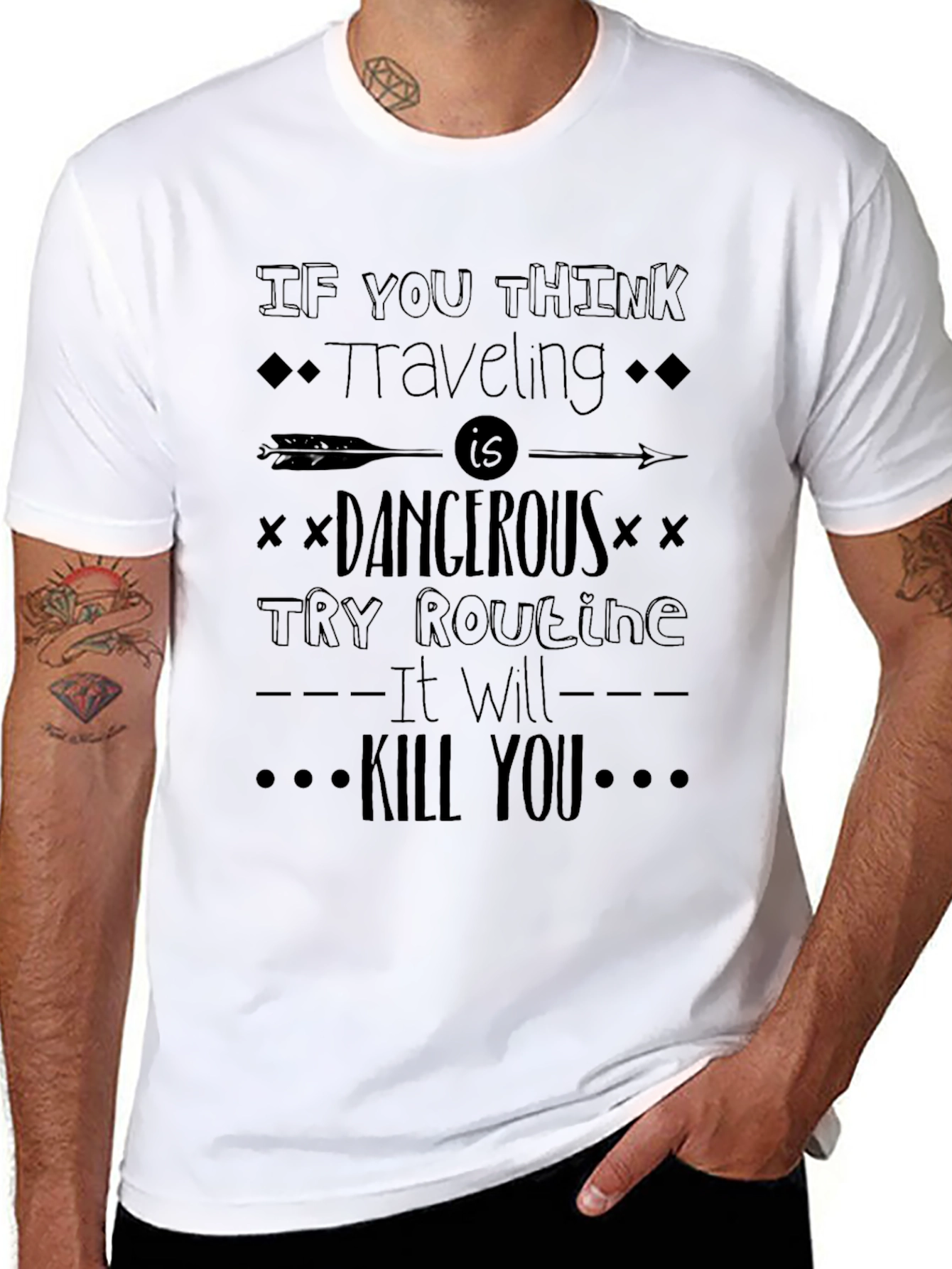Black Traveling is Dangerous T-Shirt view 8