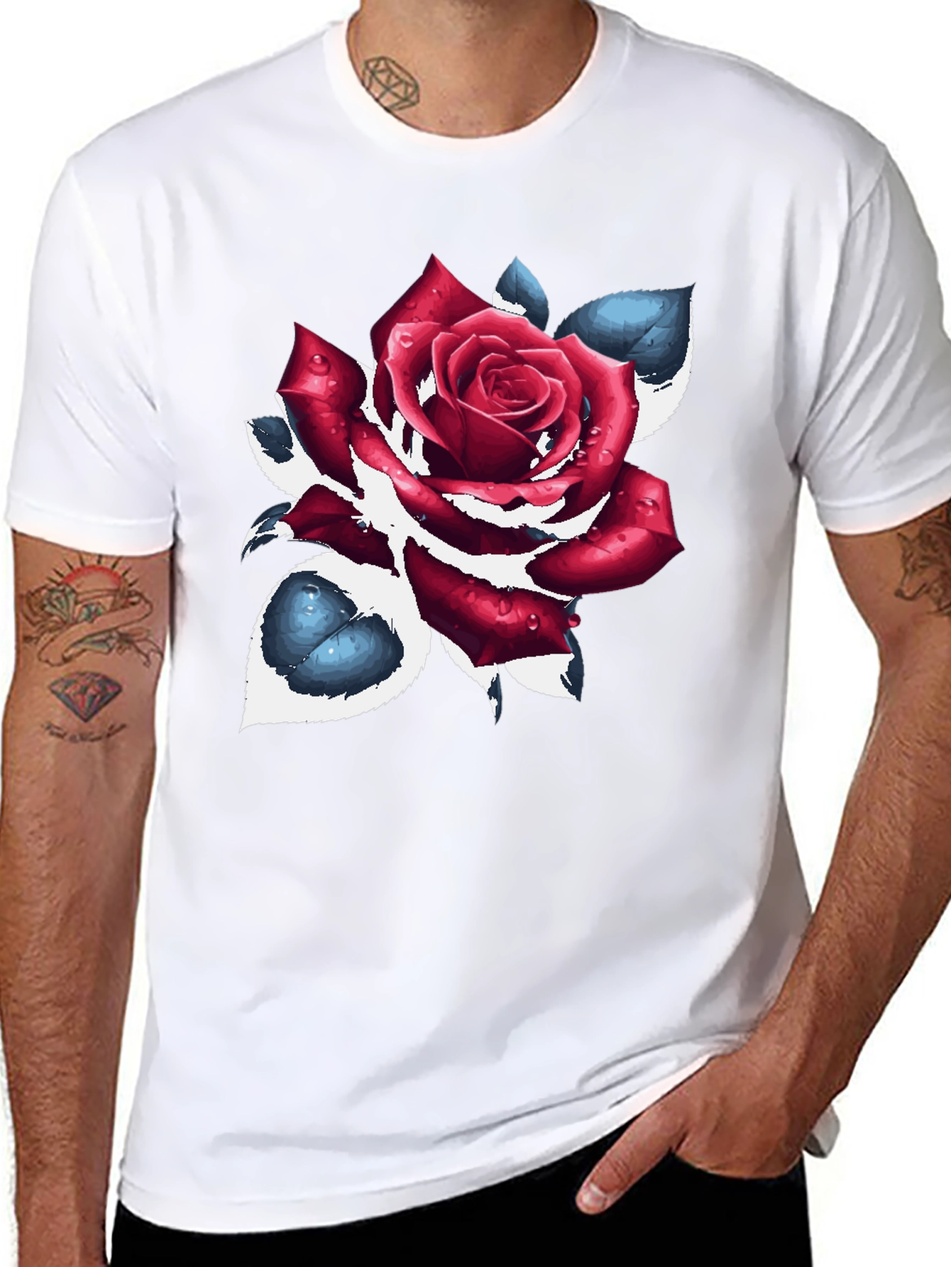 Black Rose Graphic Black T-Shirt view 8