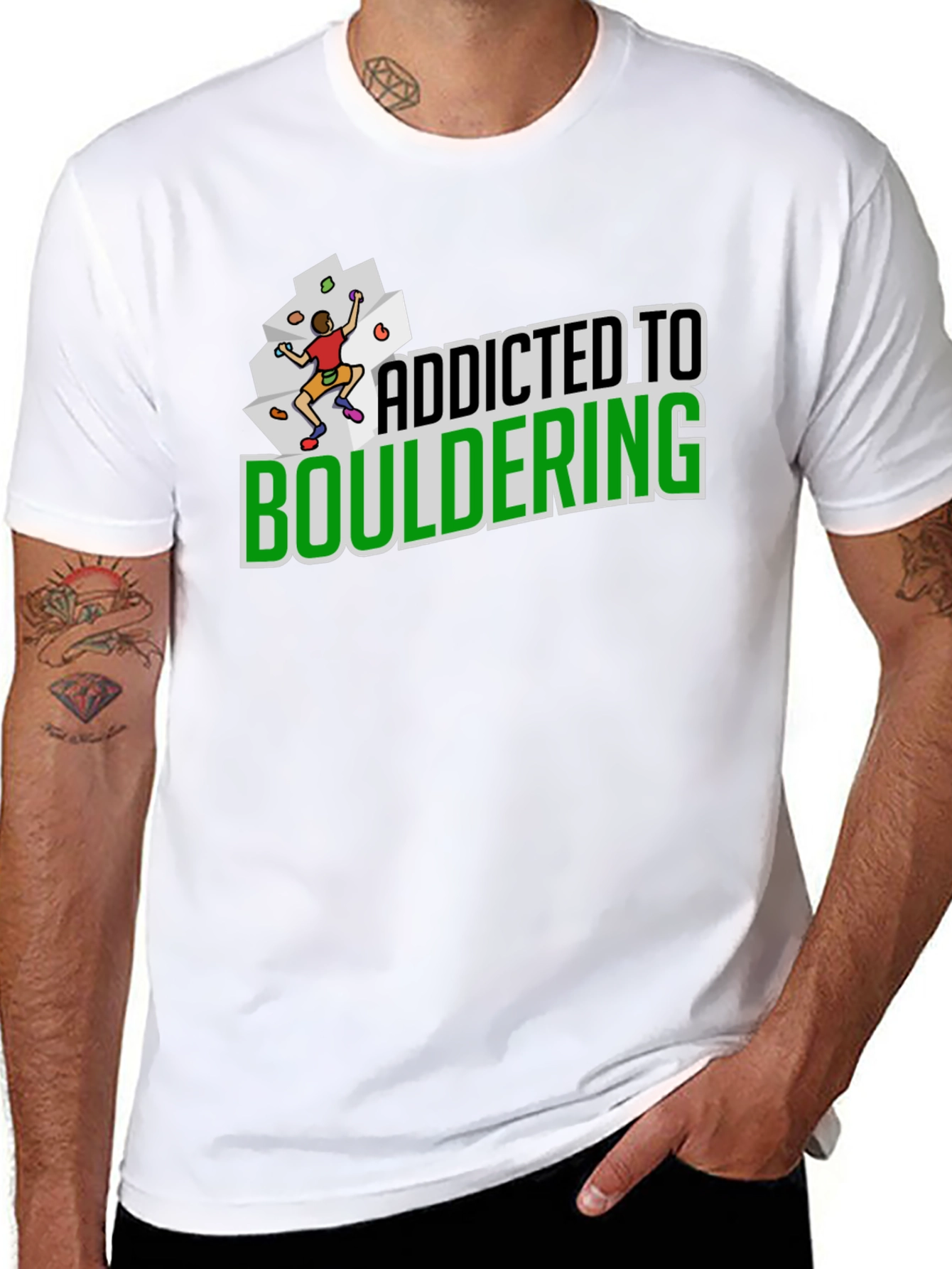 Black Addicted to Bouldering Black Graphic Tee view 8