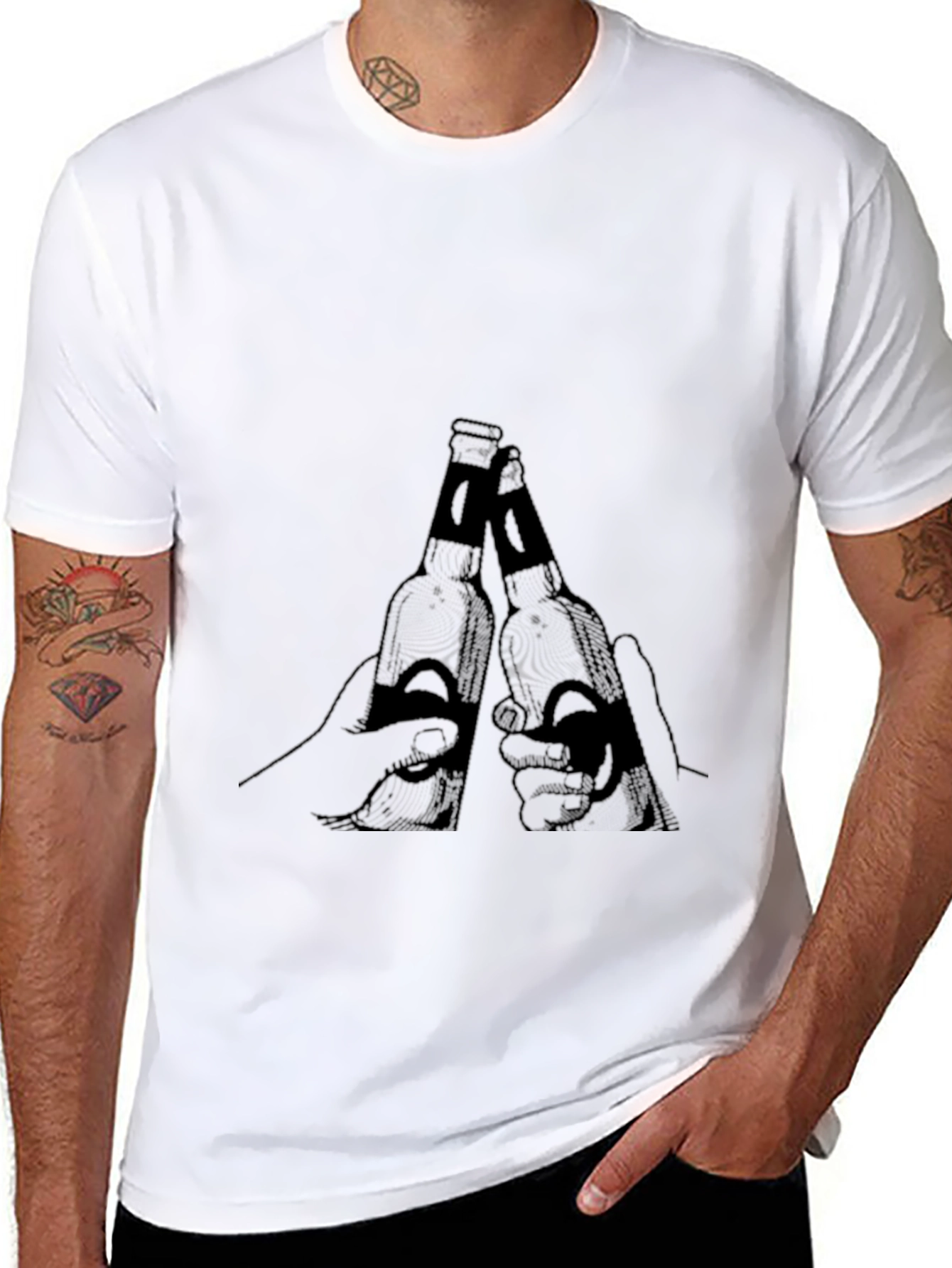 Black Men's Black Beer Toast Graphic Tee view 8