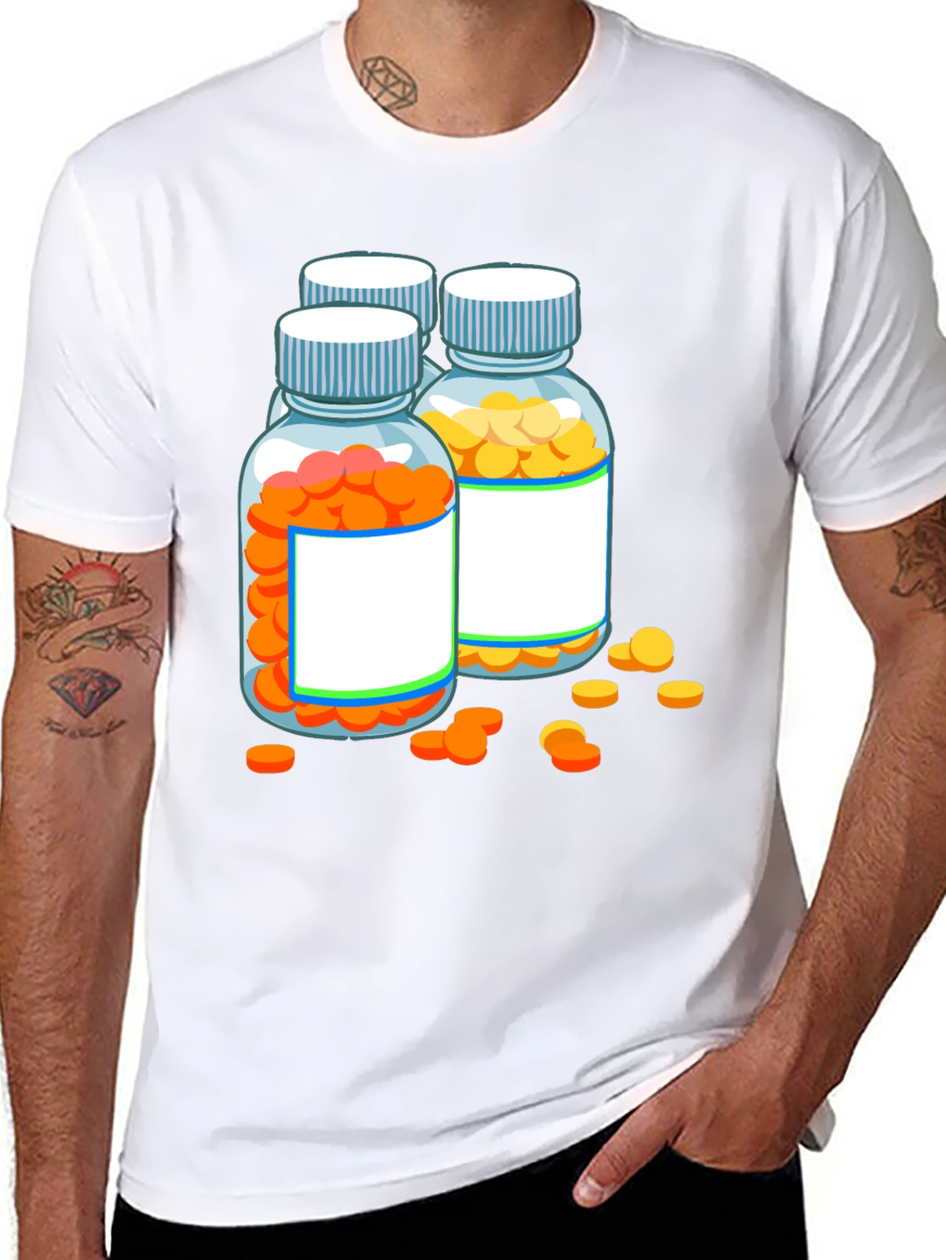 Black Pill Bottle Graphic Tee - Novelty T-Shirt view 8
