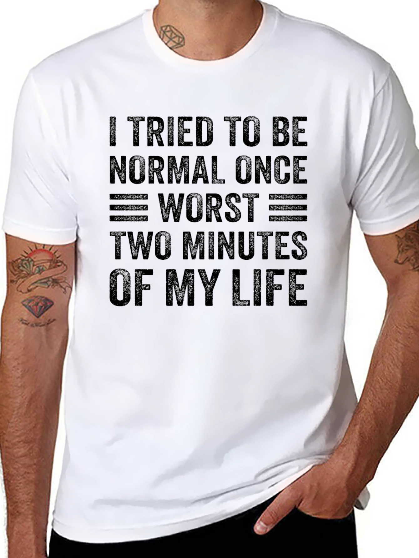 Black Funny Graphic Tee: I Tried To Be Normal view 8