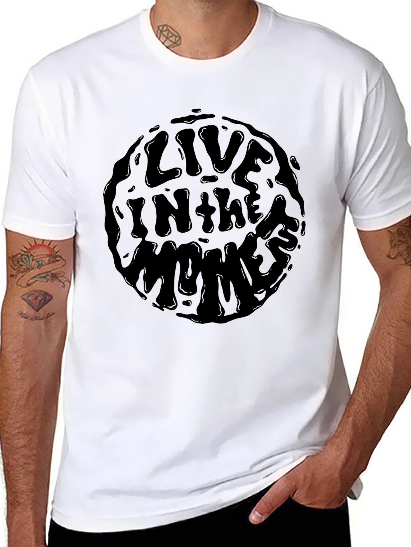 Black Live In The Moment Black Graphic Tee view 8