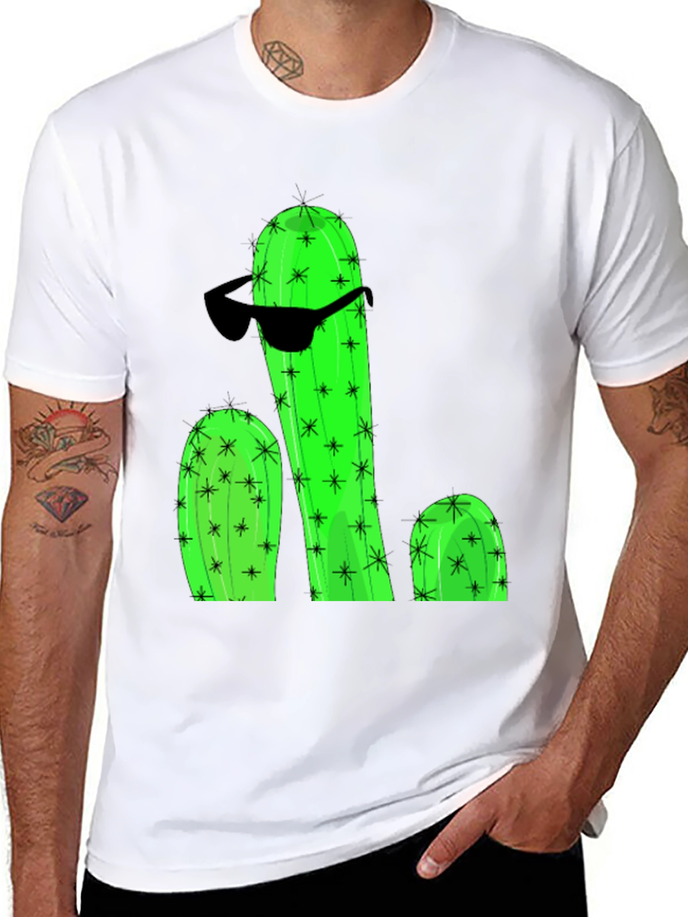Black Cool Cactus Graphic T-Shirt view 8