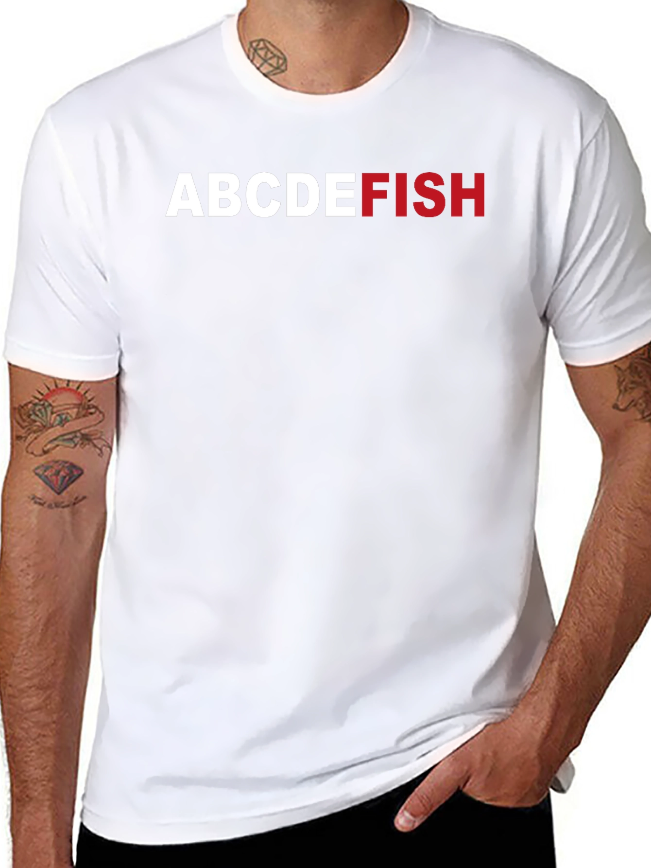 Black ABCDEFISH Graphic Tee - Funny Alphabet Pun Shirt view 8