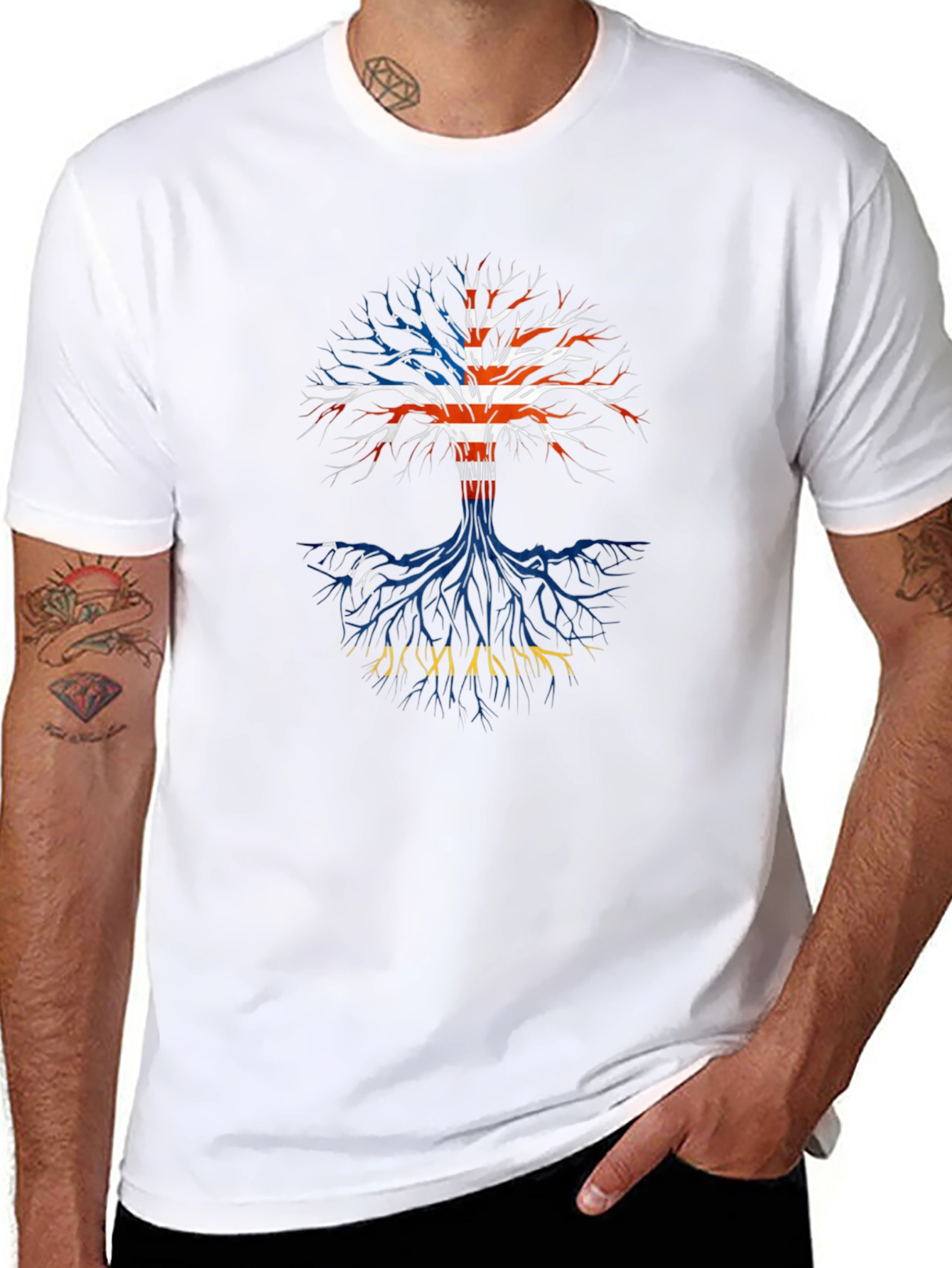 Black Patriotic Tree Graphic Tee view 8