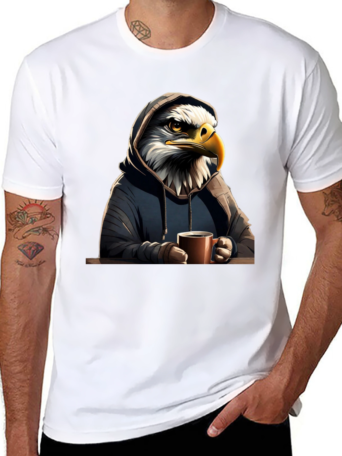 Eagle Hoodie T-Shirt: Coffee Lover Edition - 8