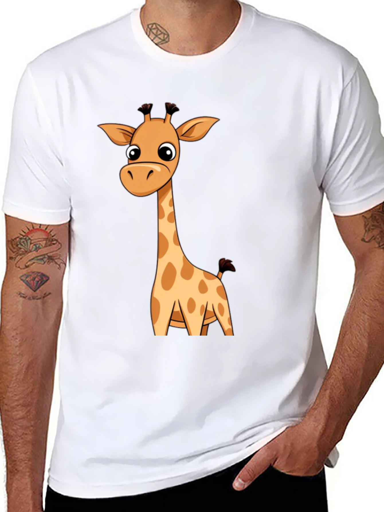 Black Giraffe Graphic Print T-Shirt view 8
