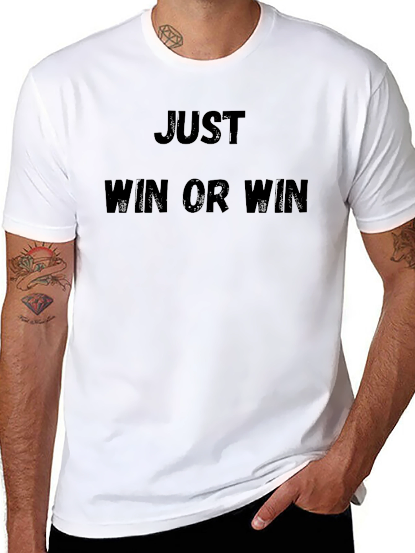 Black Just Win or Win Black Graphic Tee view 8