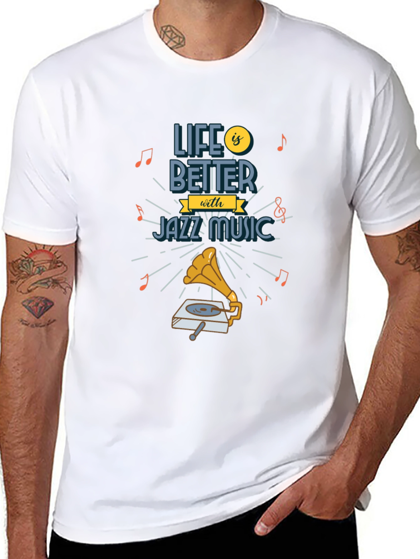 Black Life is Better With Jazz Music Graphic T-Shirt view 8