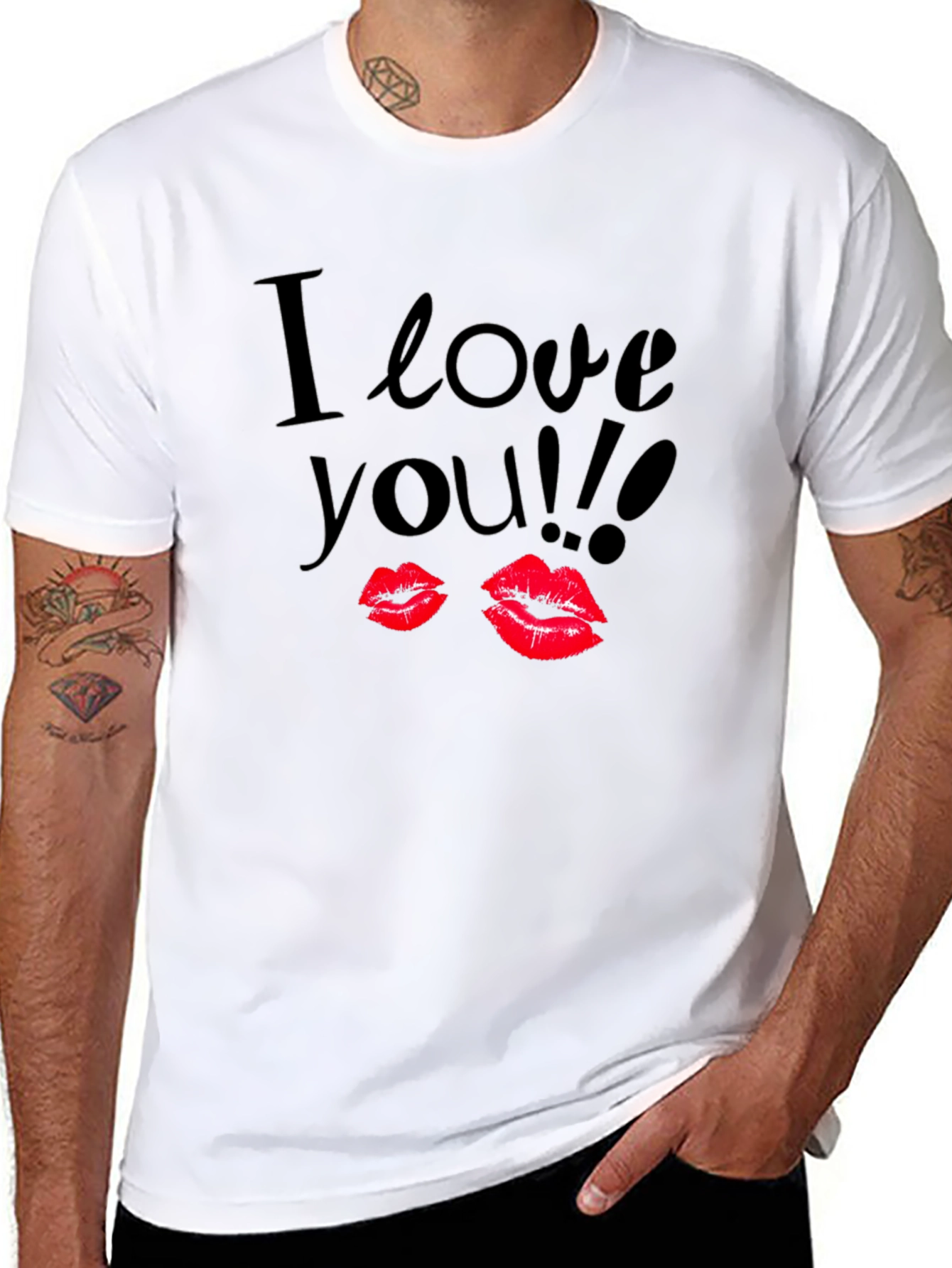 I Love You Lips Graphic Black T-Shirt - 8