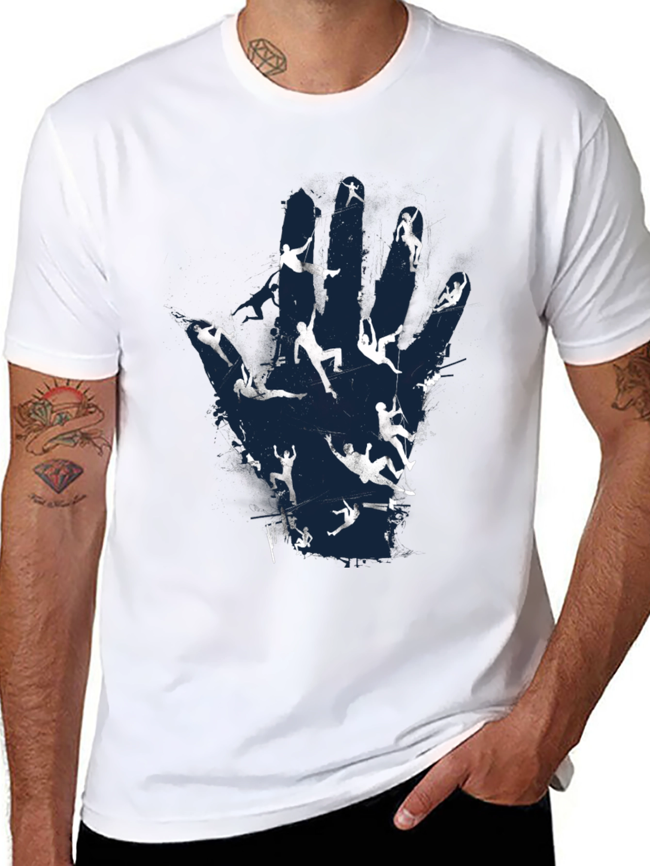 Black Climber's Hand T-Shirt - Rock Climbing Tee view 8
