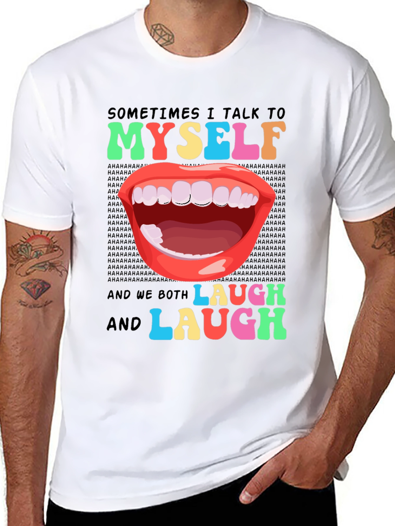 Black Funny Sarcastic Humor T-Shirt: I Talk to Myself view 8