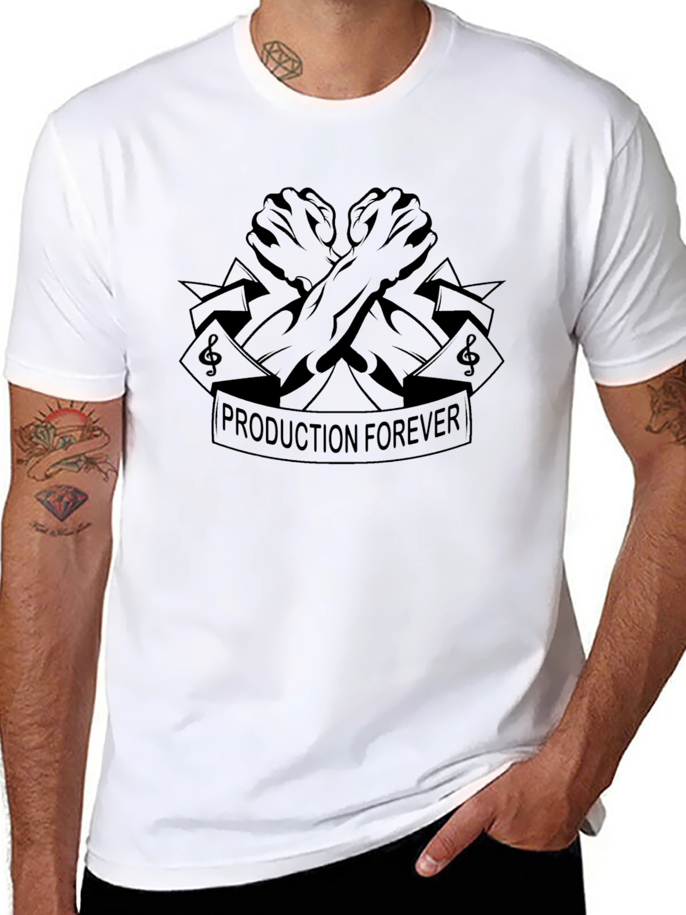 Black Production Forever Graphic Tee - Black Crew Neck view 8