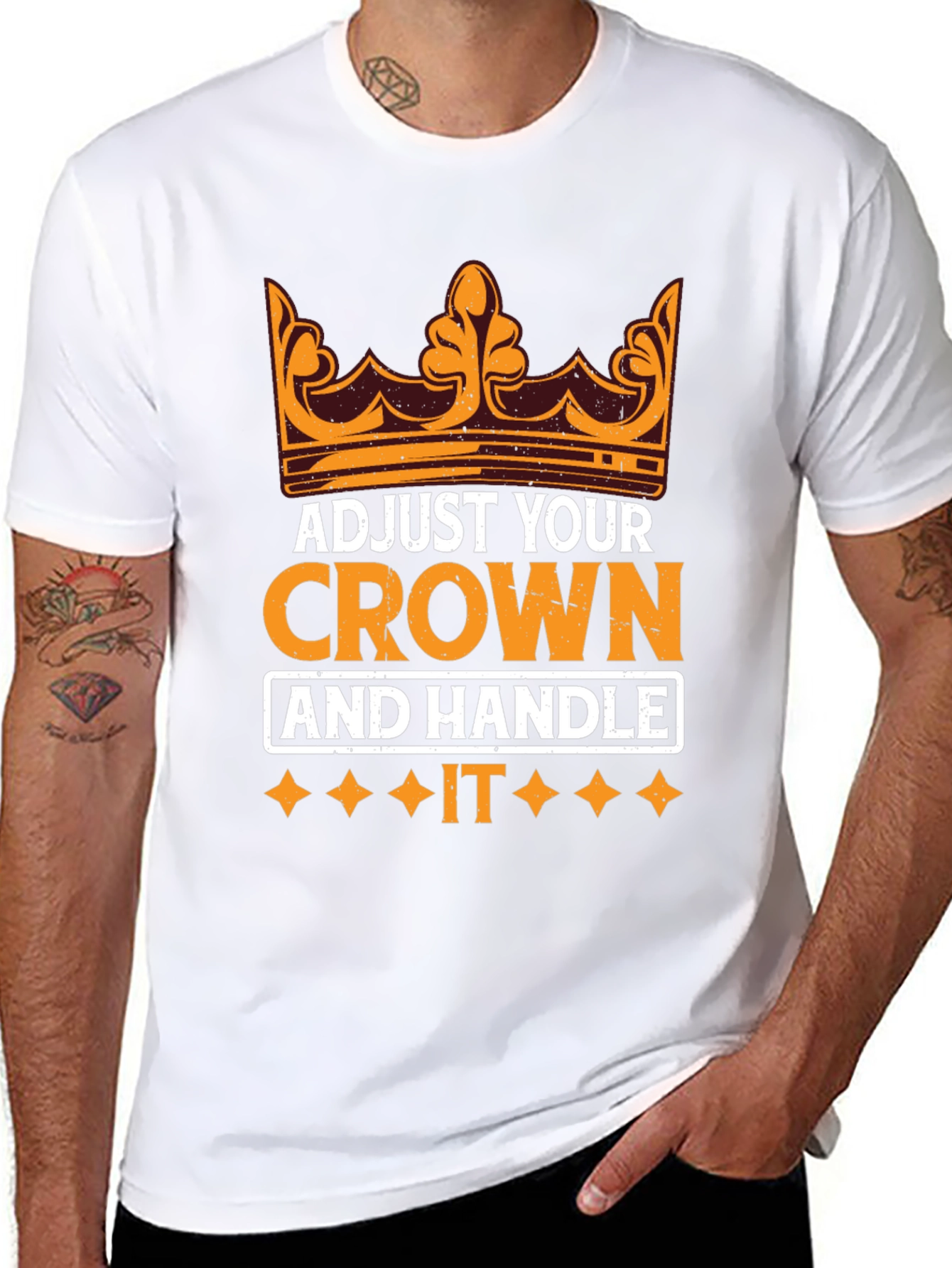 Black Adjust Your Crown Motivational T-Shirt view 8