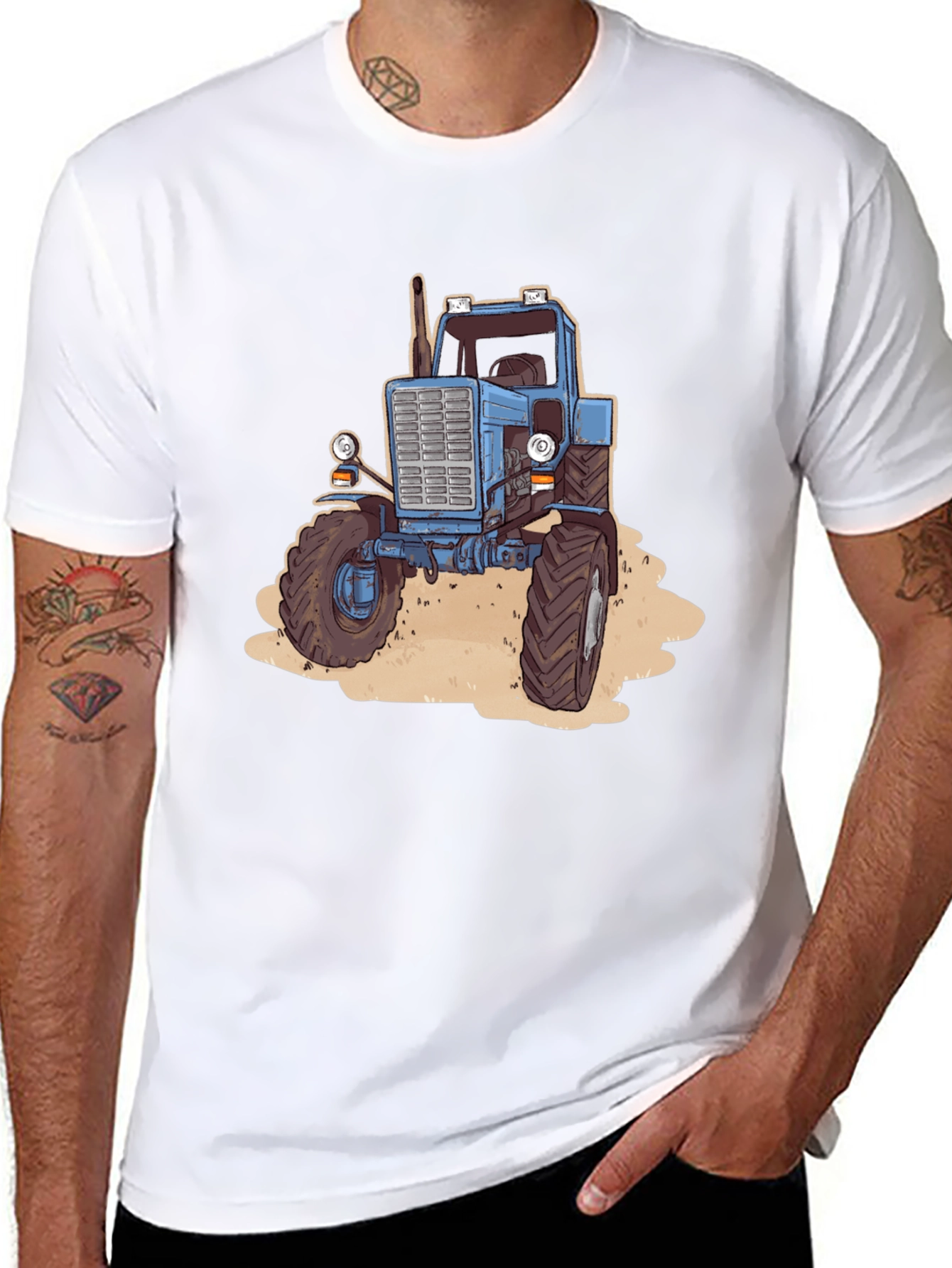 Tractor Graphic Tee - Black Cotton Blend - 8