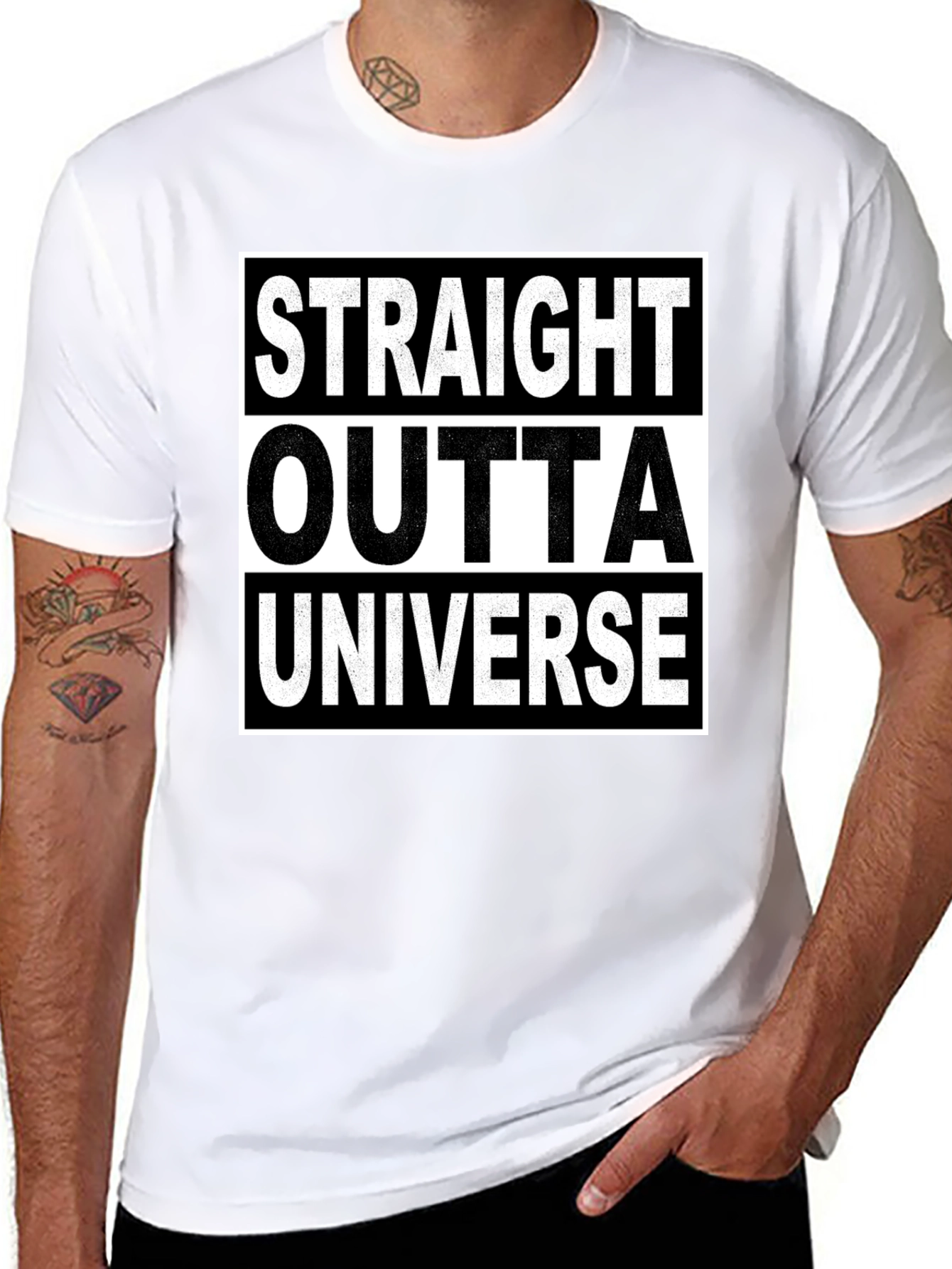 Black Straight Outta Universe T-Shirt view 8