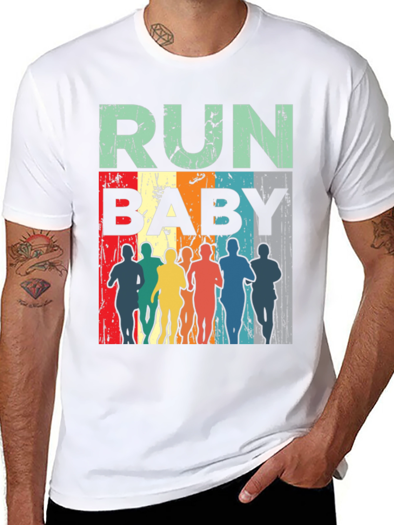 Black Run Baby Vintage Graphic Tee - Unisex view 8