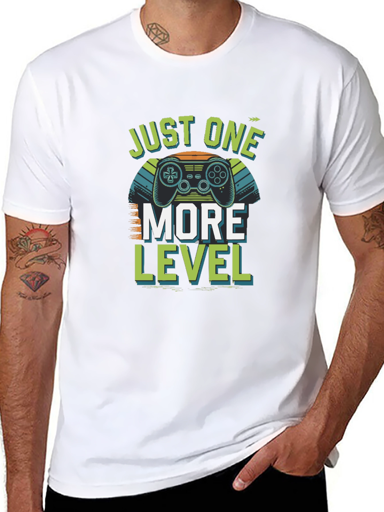 Black Just One More Level Gamer T-Shirt - Black Cotton view 8