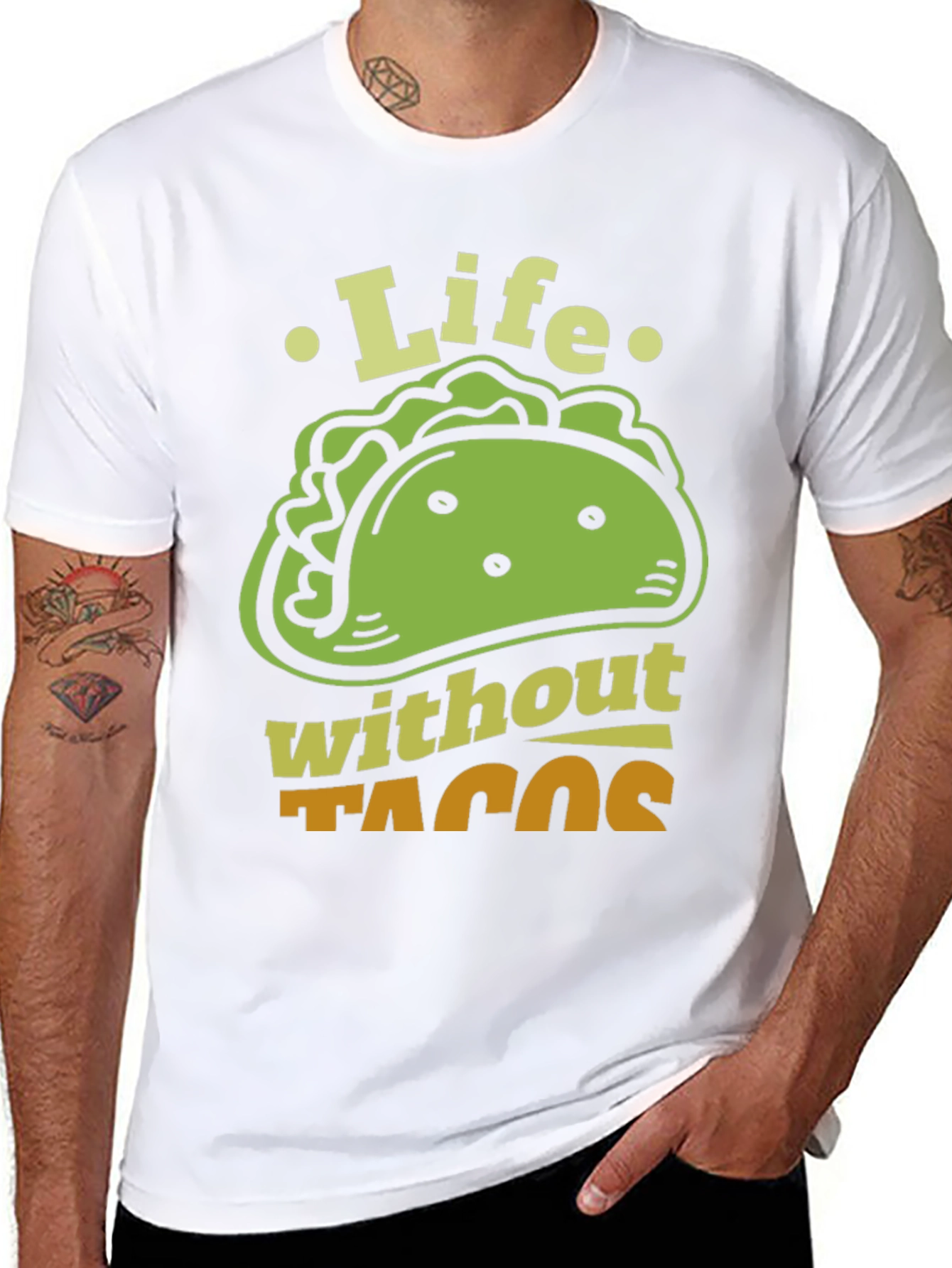Black Life Without Tacos Funny Graphic T-Shirt view 8