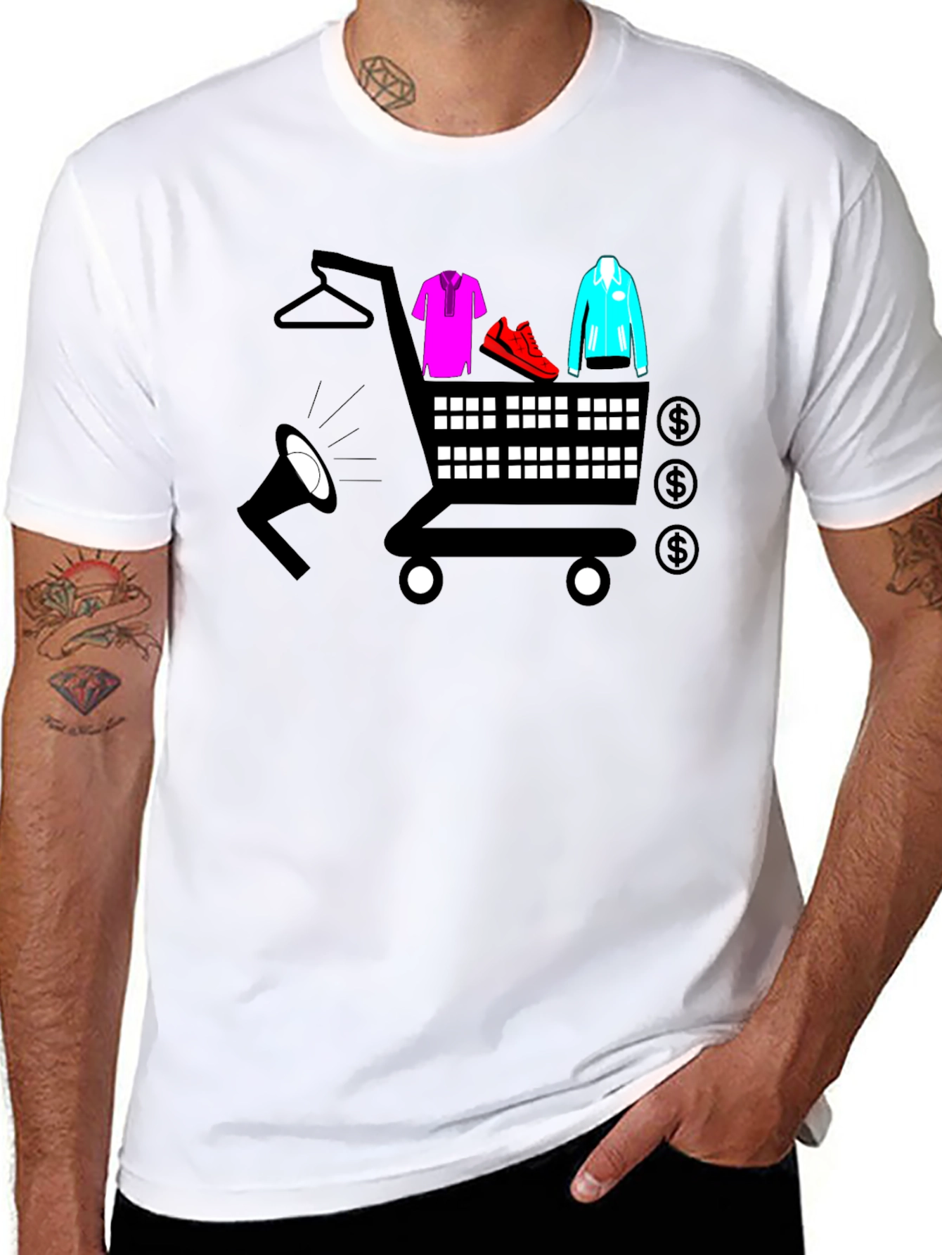 Black Shopping Cart T-Shirt - Black Novelty Tee view 8