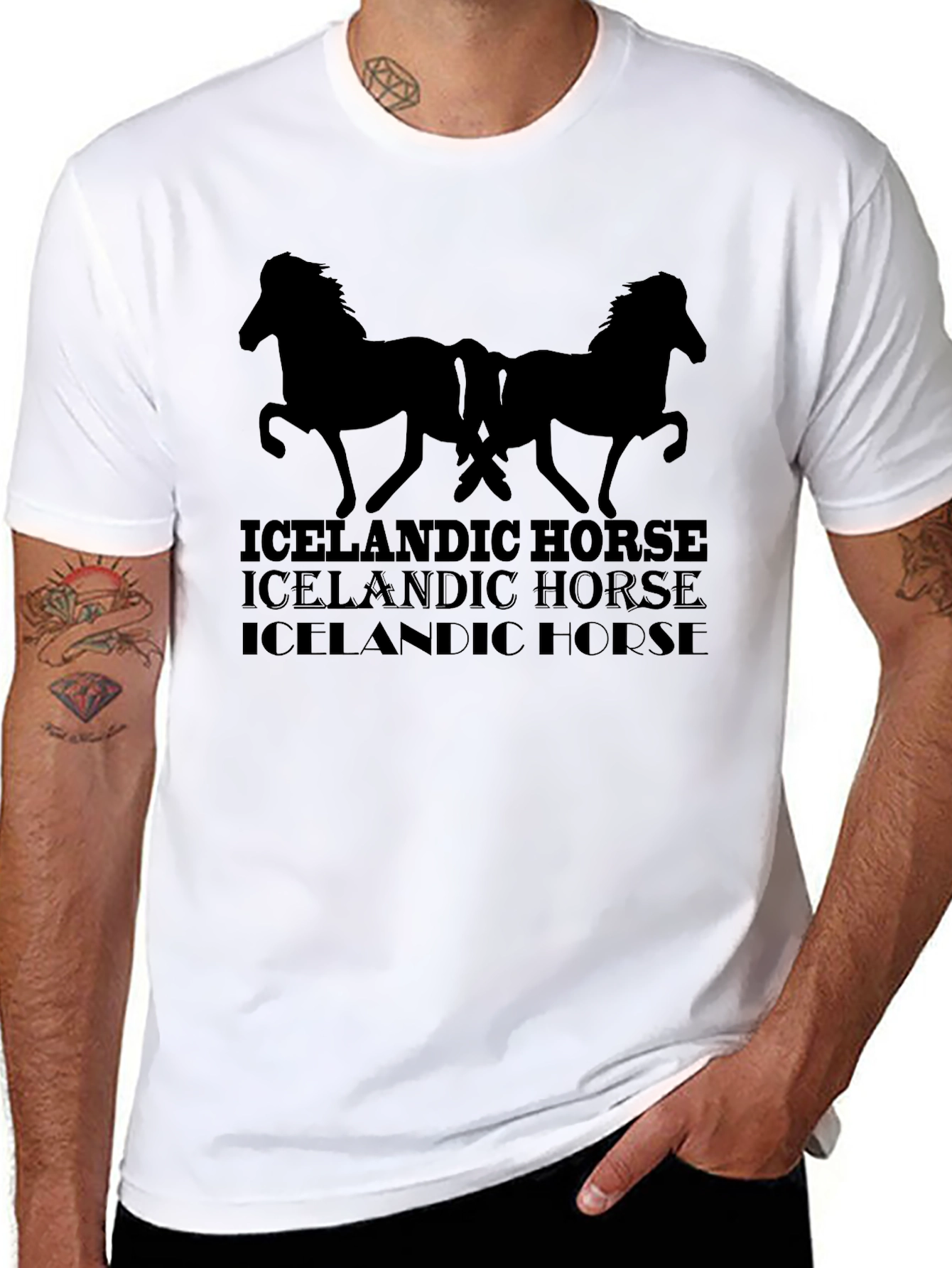 Black Icelandic Horse Graphic Tee - Men's Black T-Shirt view 8