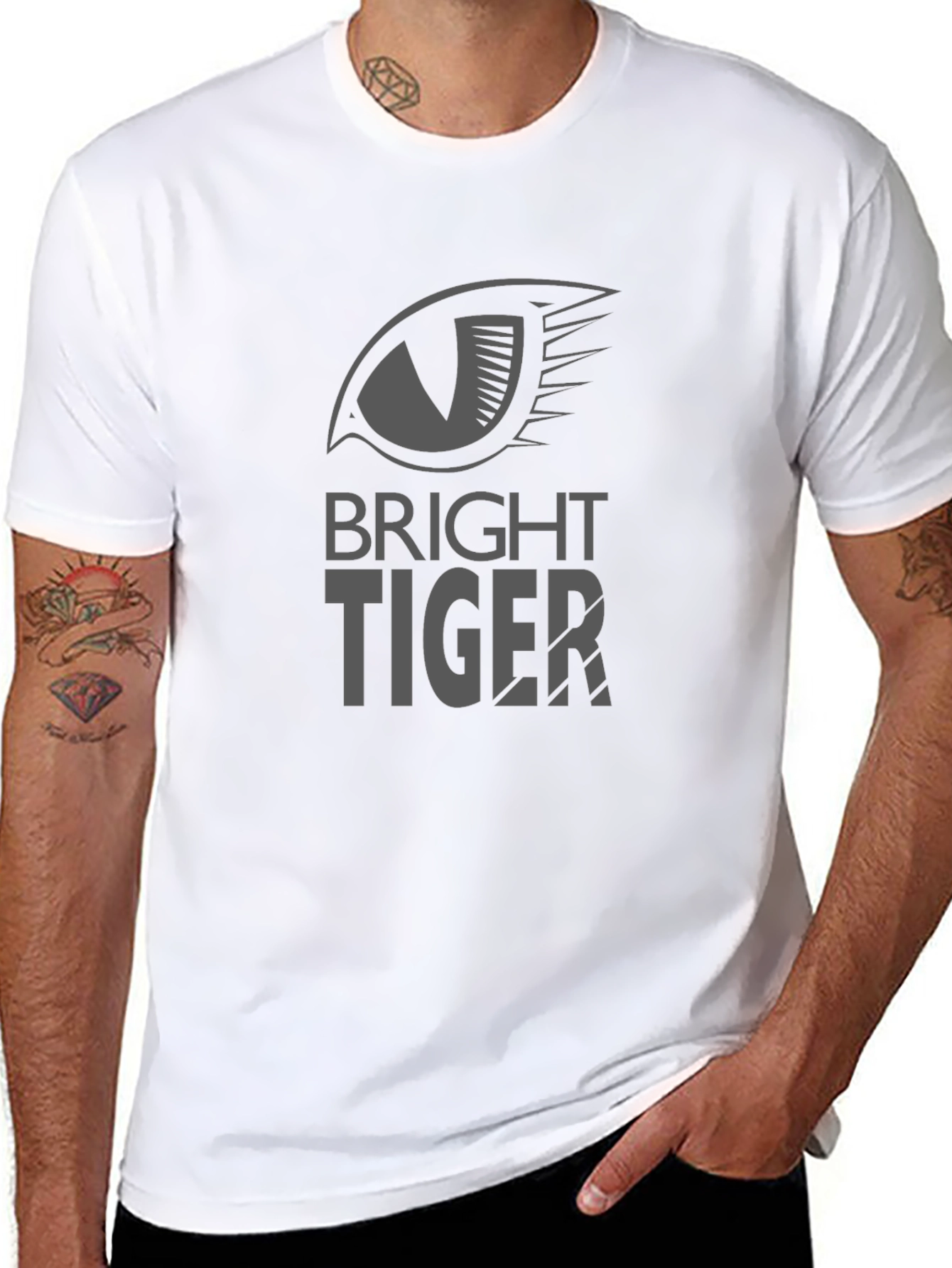 Black Bright Tiger Graphic Tee - Modern Black T-Shirt view 8