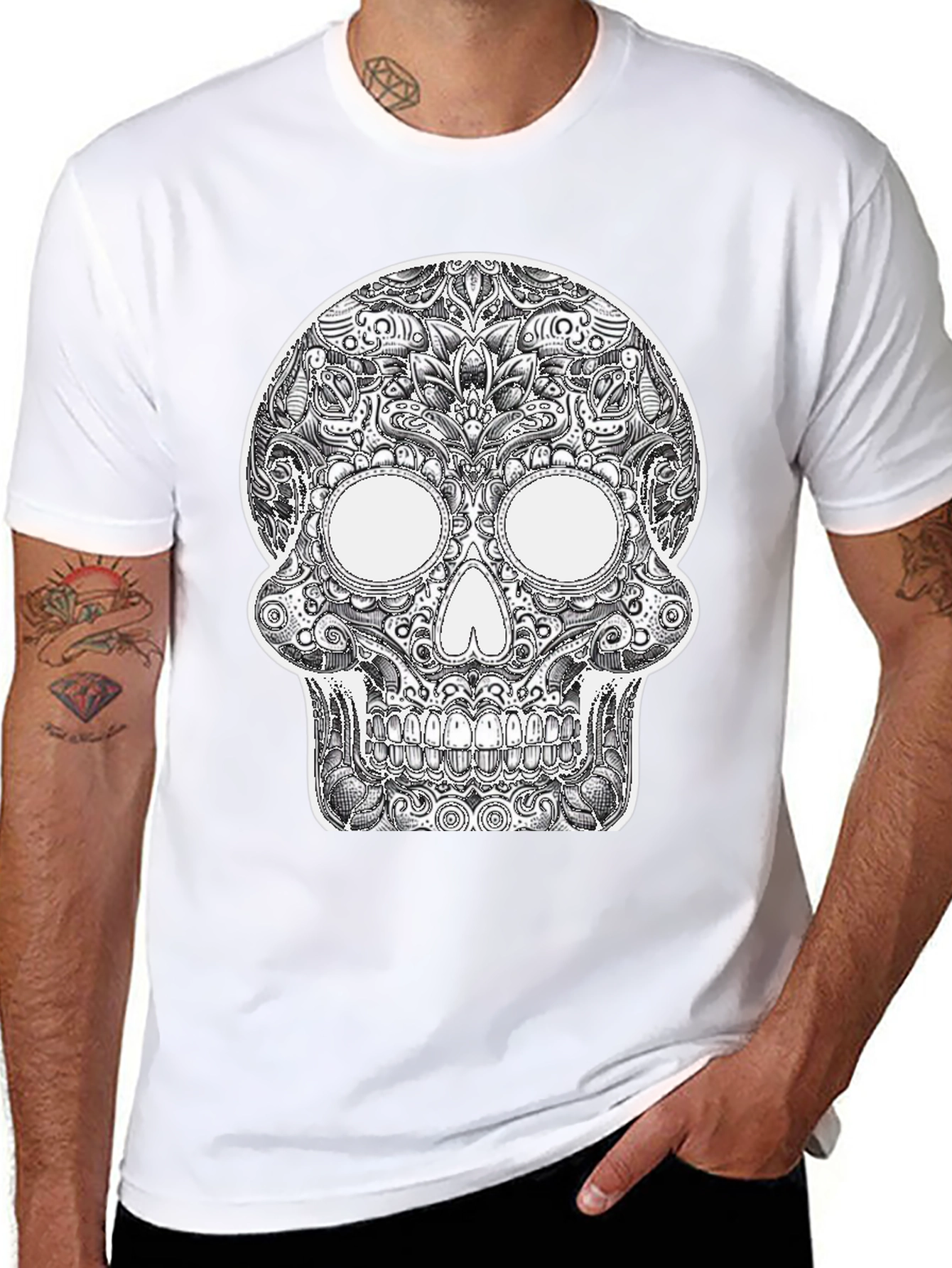 Sugar Skull Graphic Black T-Shirt - 8