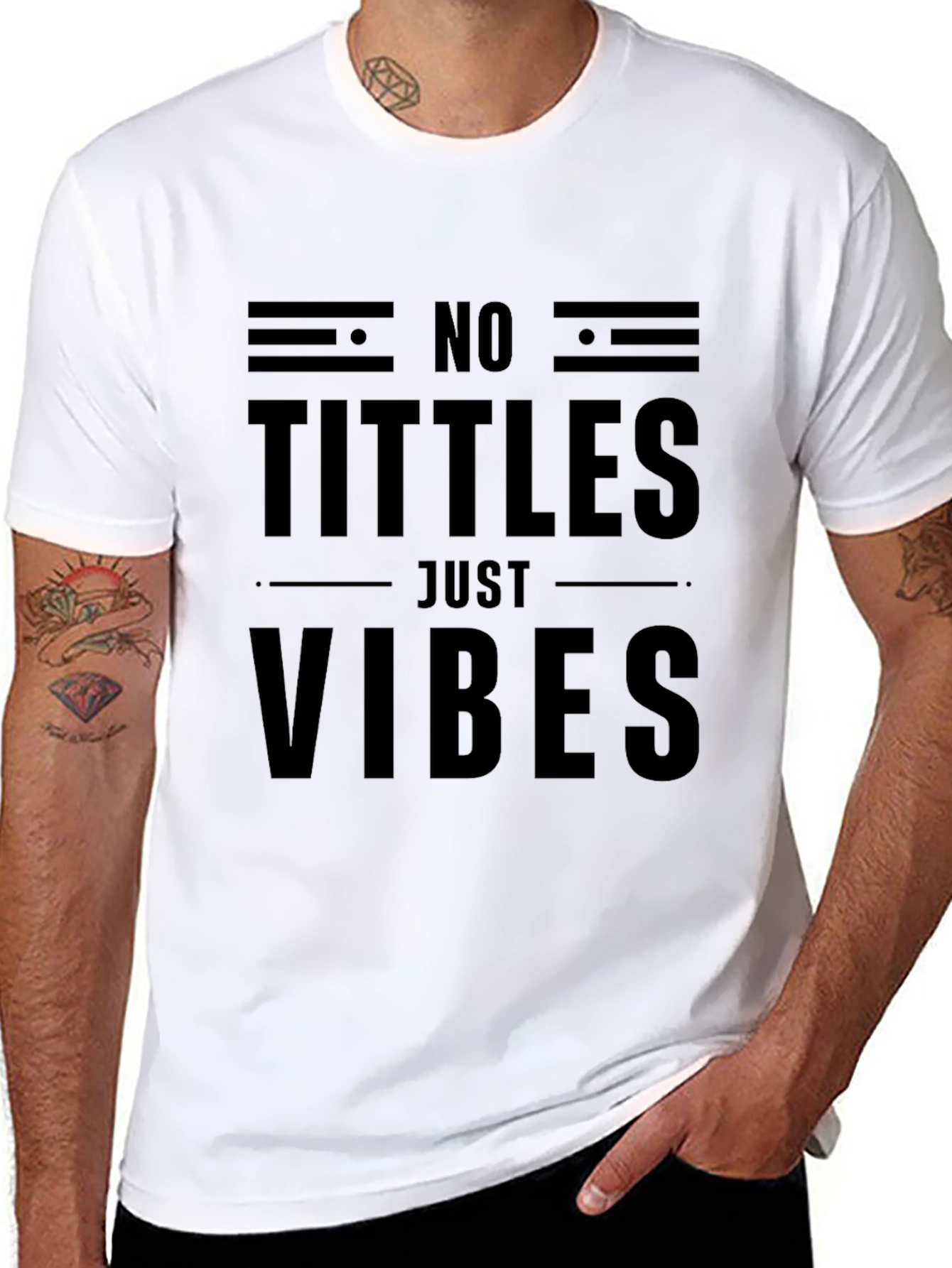 Black No Tittles Just Vibes Black Graphic Tee view 8
