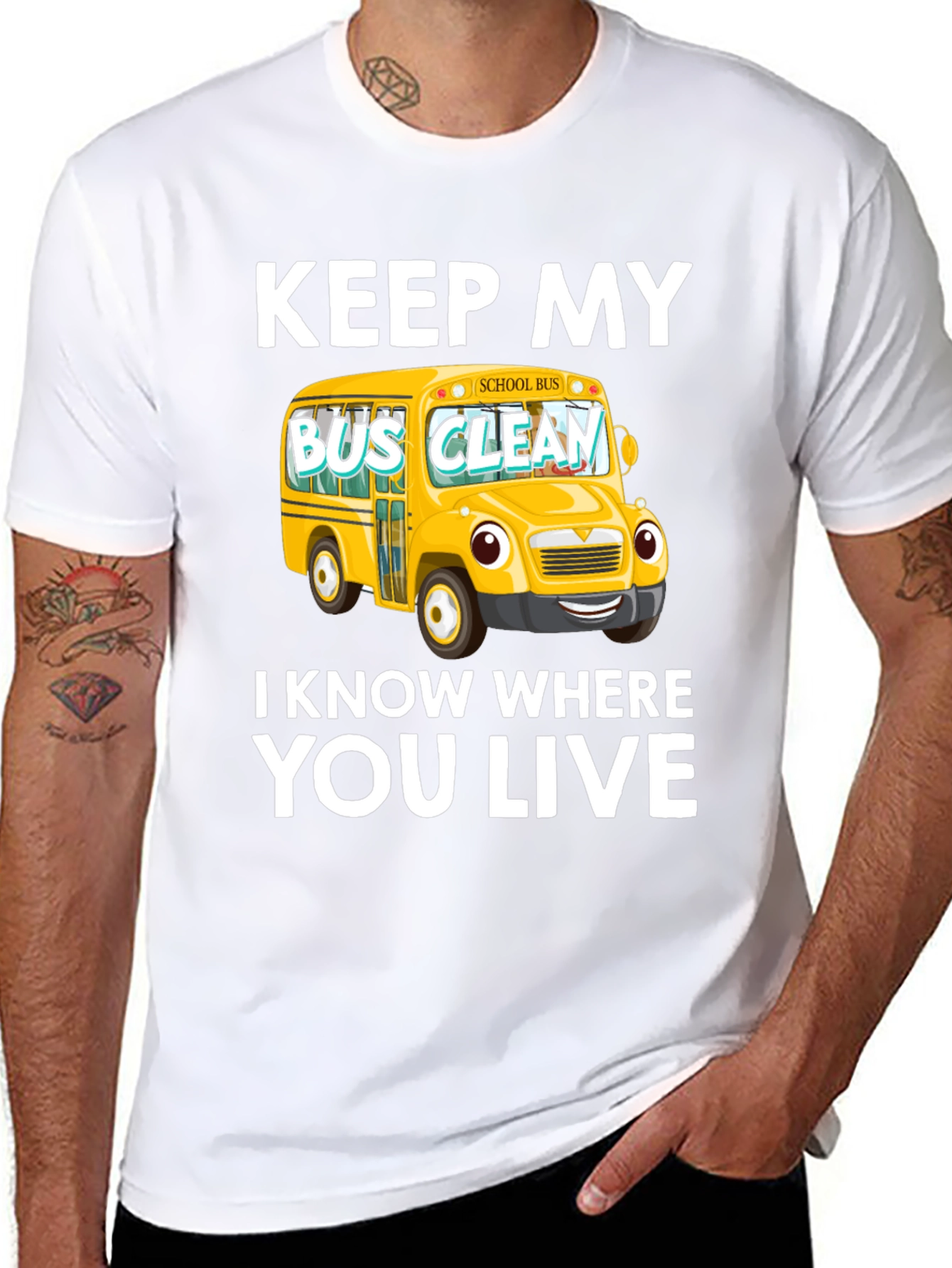 Black Keep My Bus Clean T-Shirt view 8