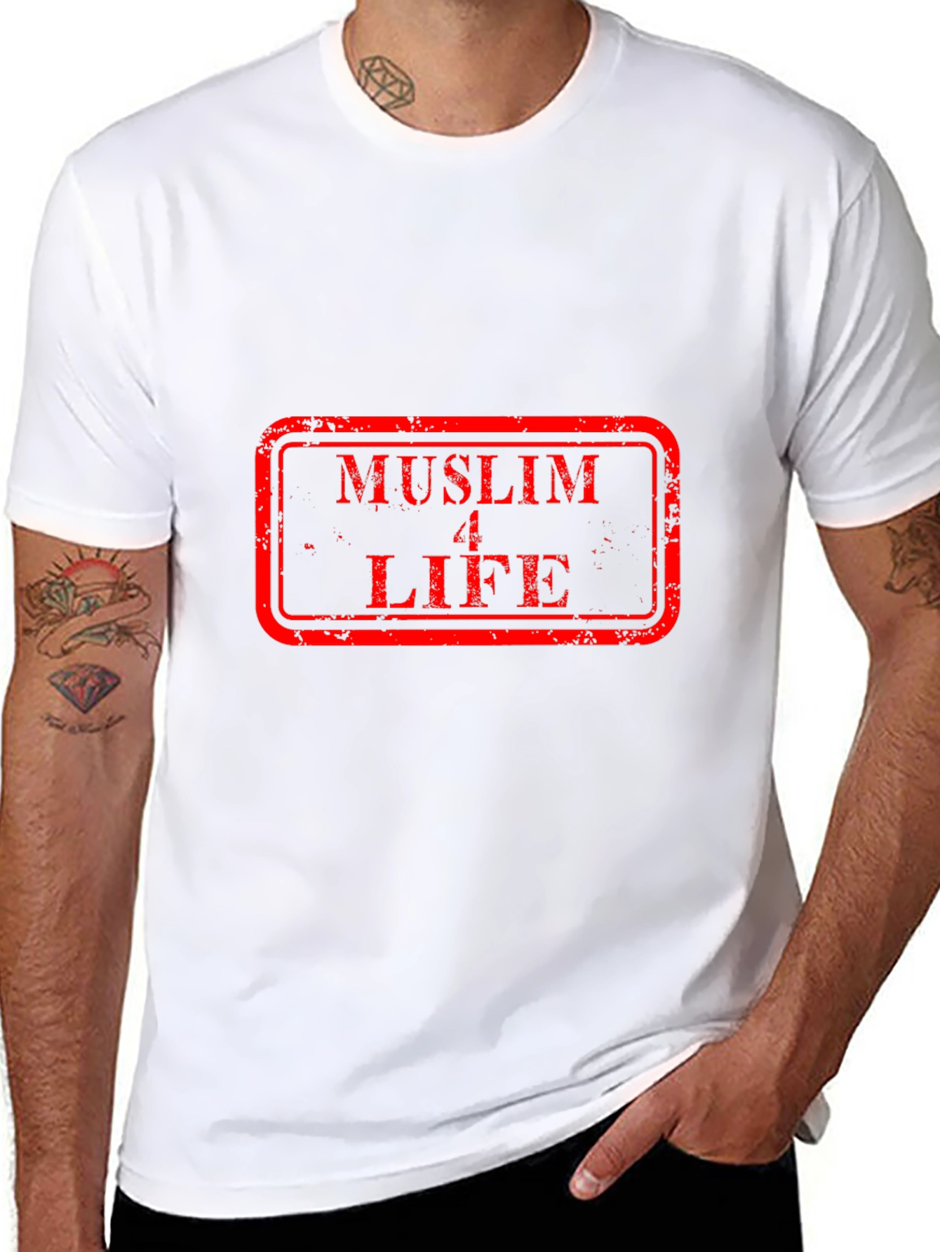 Black Muslim 4 Life Graphic Tee - Black Cotton T-Shirt view 8
