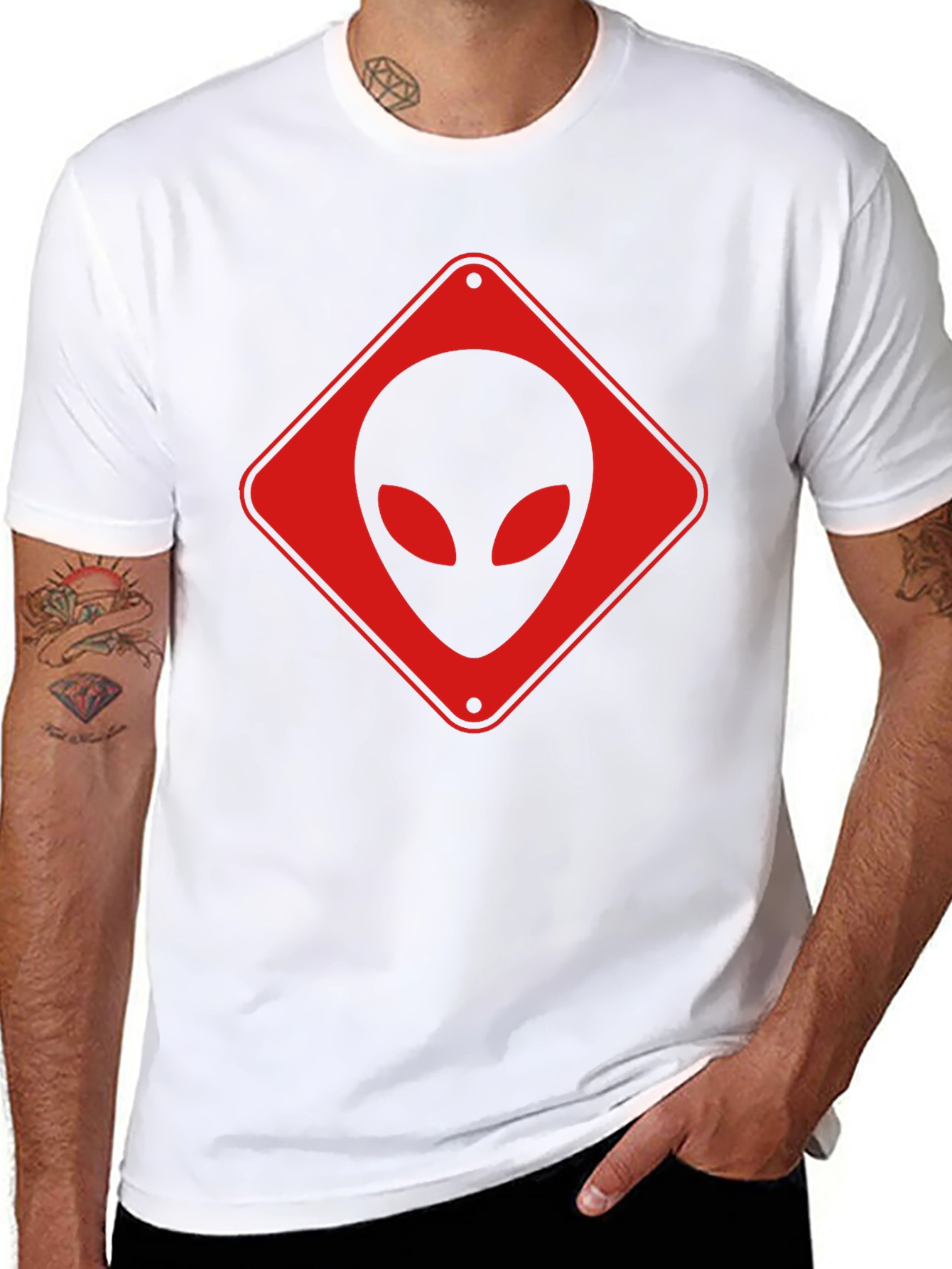 Black Alien Crossing Black T-Shirt view 8