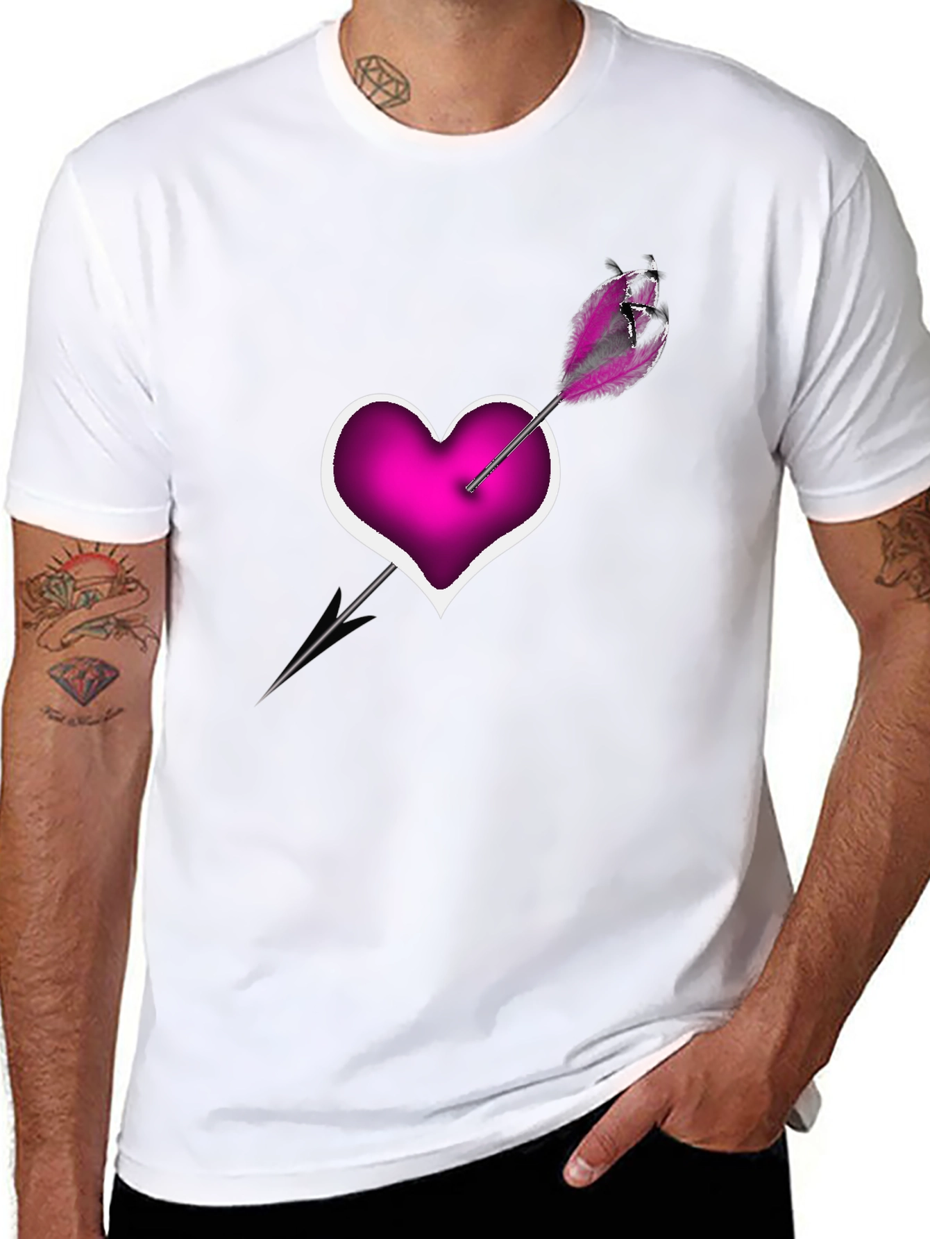 Black Heart Arrow T-Shirt - Modern Graphic Tee view 8