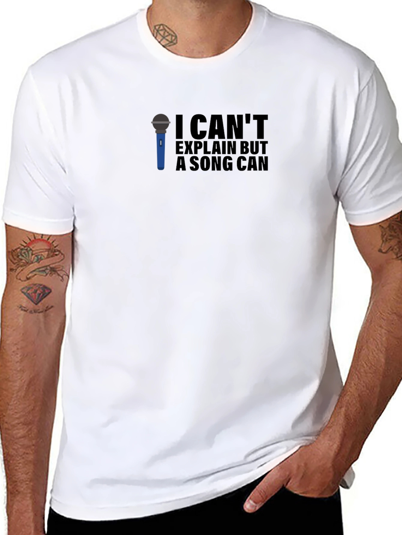Black I Can't Explain But A Song Can Graphic Tee view 8