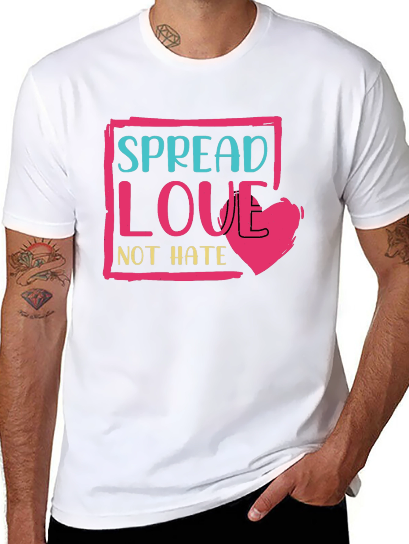 Black Spread Love Not Hate T-Shirt - Positive Message Tee view 8