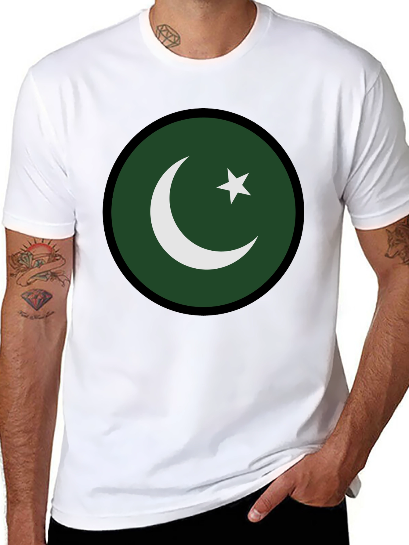 Black Pakistan Flag Graphic Tee - Men's Black T-Shirt view 8