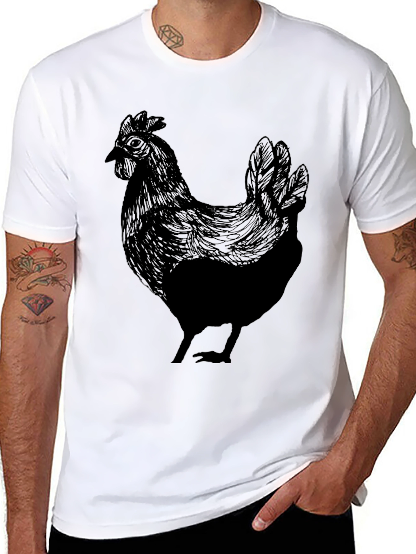 Black Black Chicken Graphic Tee - Men's Crew Neck view 8