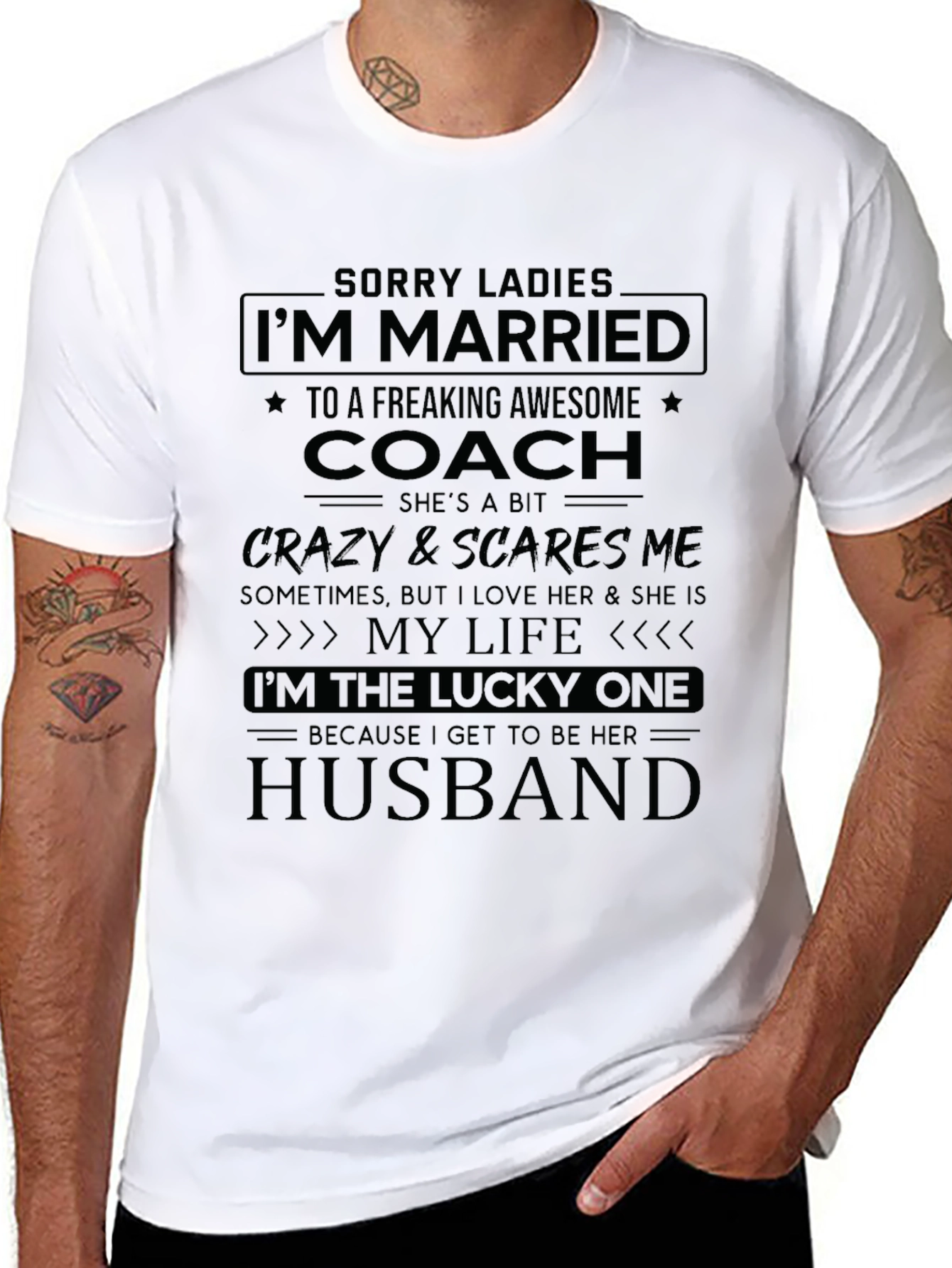 Black Funny Coach's Husband T-Shirt view 8