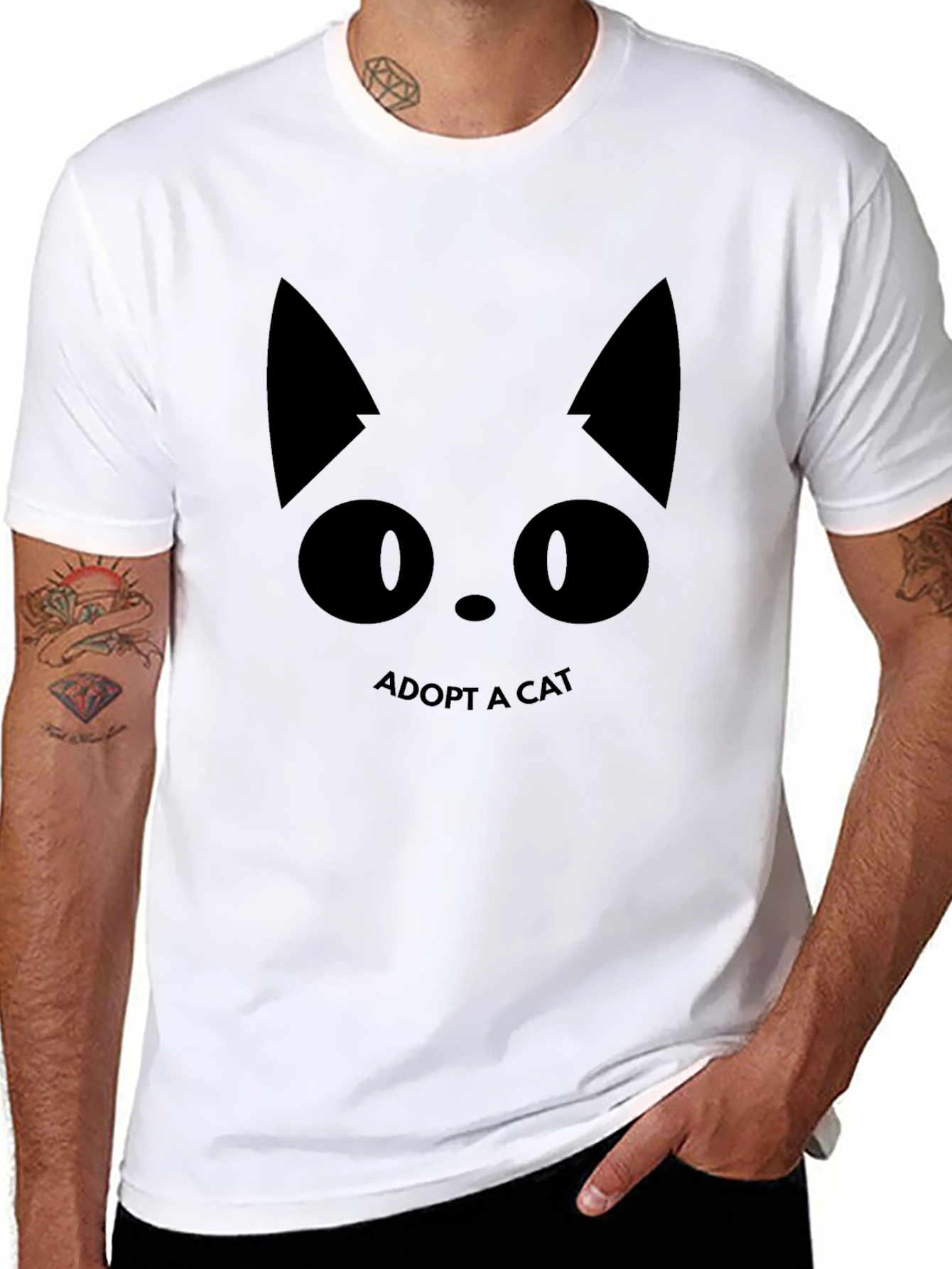 Black Adopt a Cat Black T-Shirt - Animal Lover Tee view 8