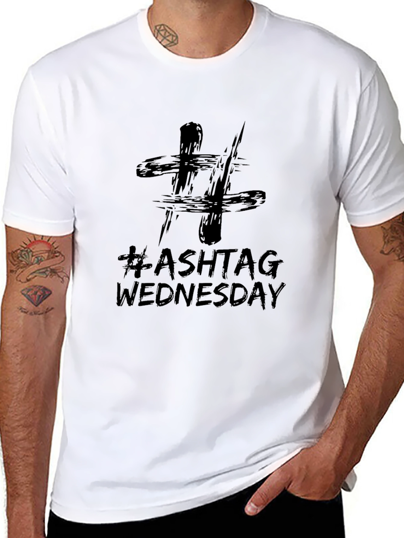Black Hashtag Wednesday Black T-Shirt view 8