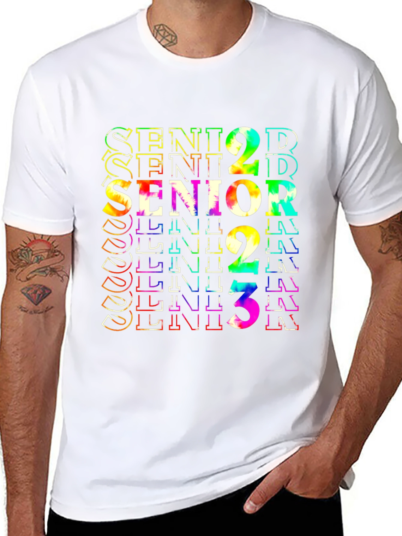 Black Senior 2023 Tie Dye Graphic Tee - Stylish Graduation Shirt view 8