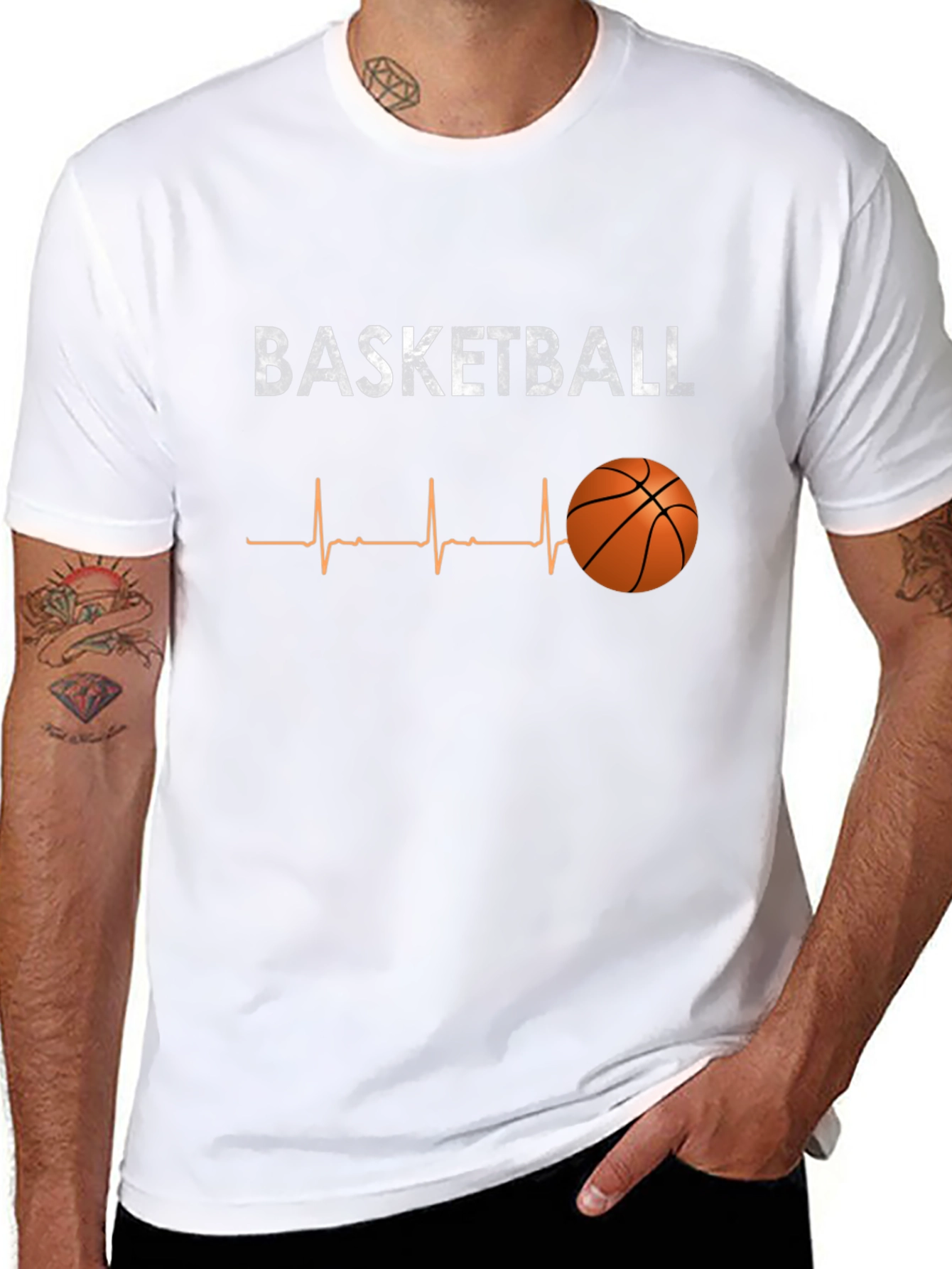 Black Basketball Heartbeat T-Shirt - Black Graphic Tee view 8